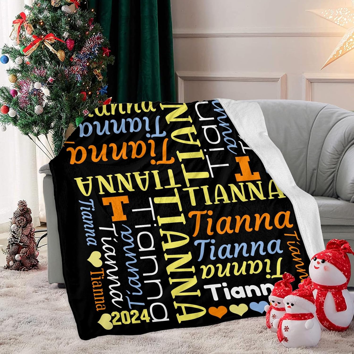 Custom Blanket with Name Personalized Swaddling for Baby