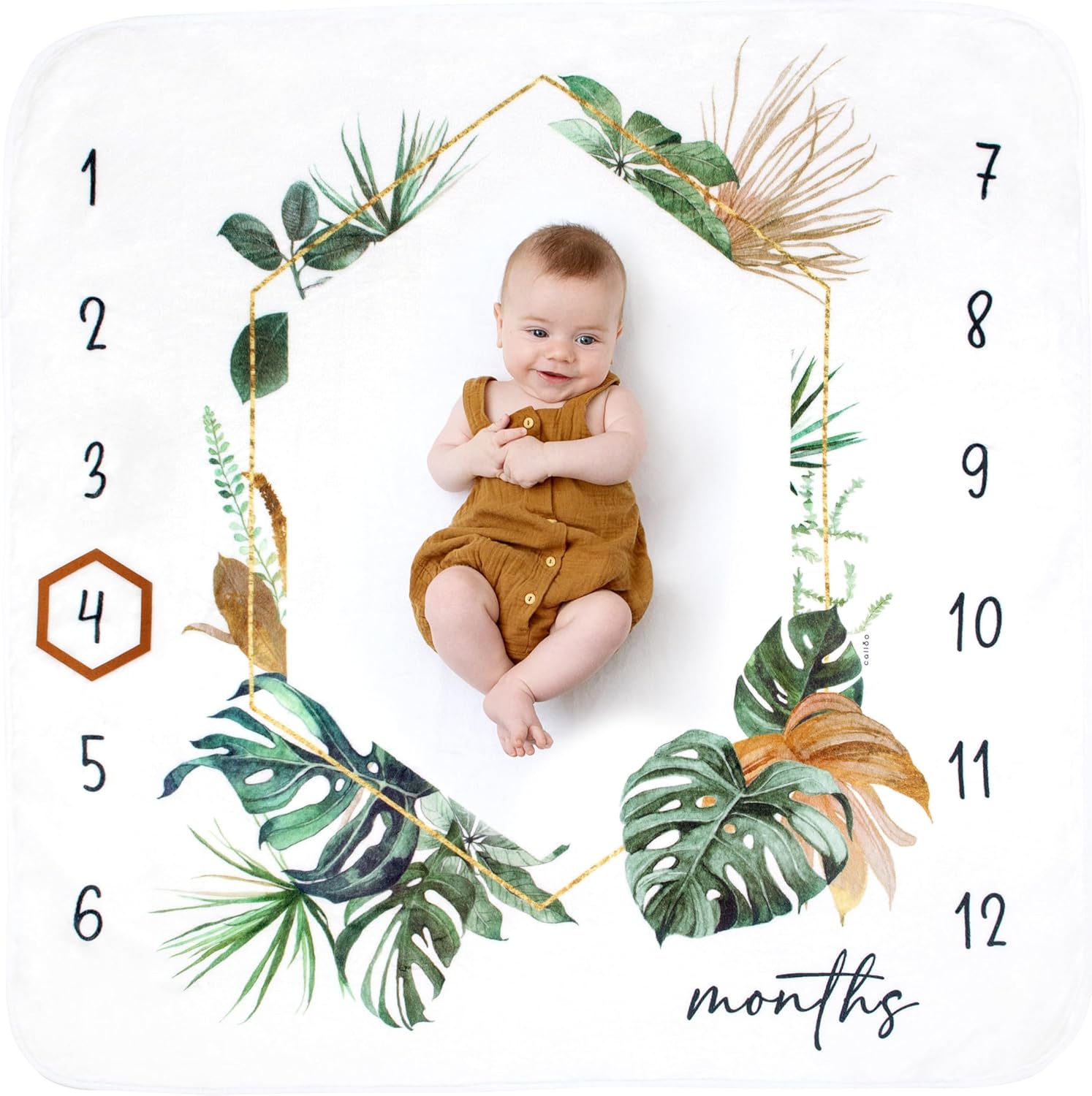 Calloo Baby Milestone Blanket - 46x46 Inches Monthly Growth Photo Prop