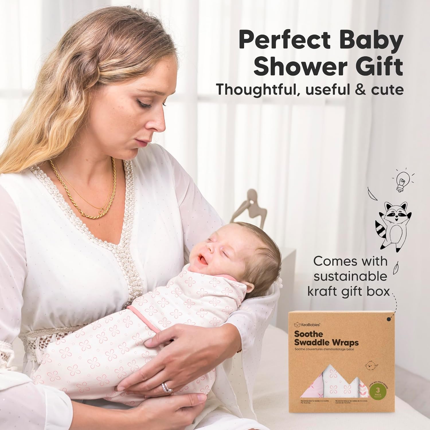 KeaBabies 3-Pack Organic Baby Sleep Sacks - Blossom L