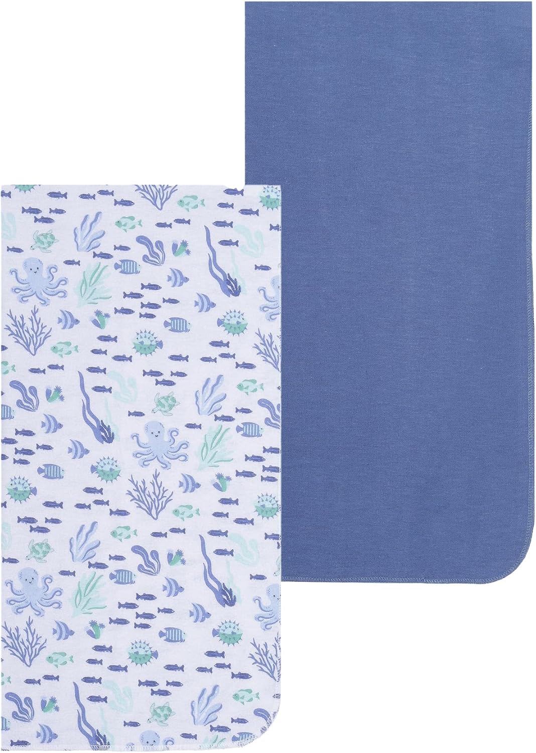 Everyday Kids 4 Pack Baby Blue Flannel Blankets with Ocean Animals