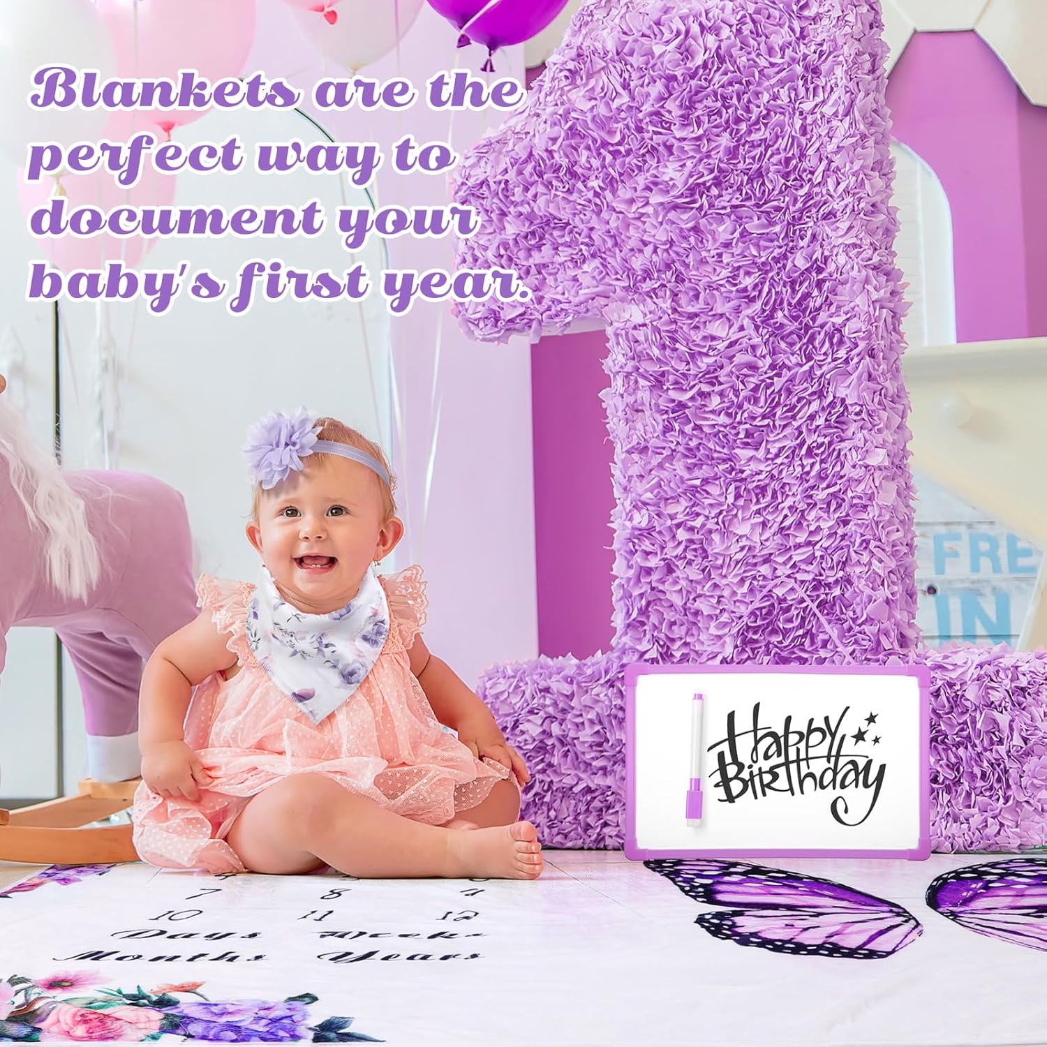Chumia 6 Pcs Monthly Milestone Blanket Set