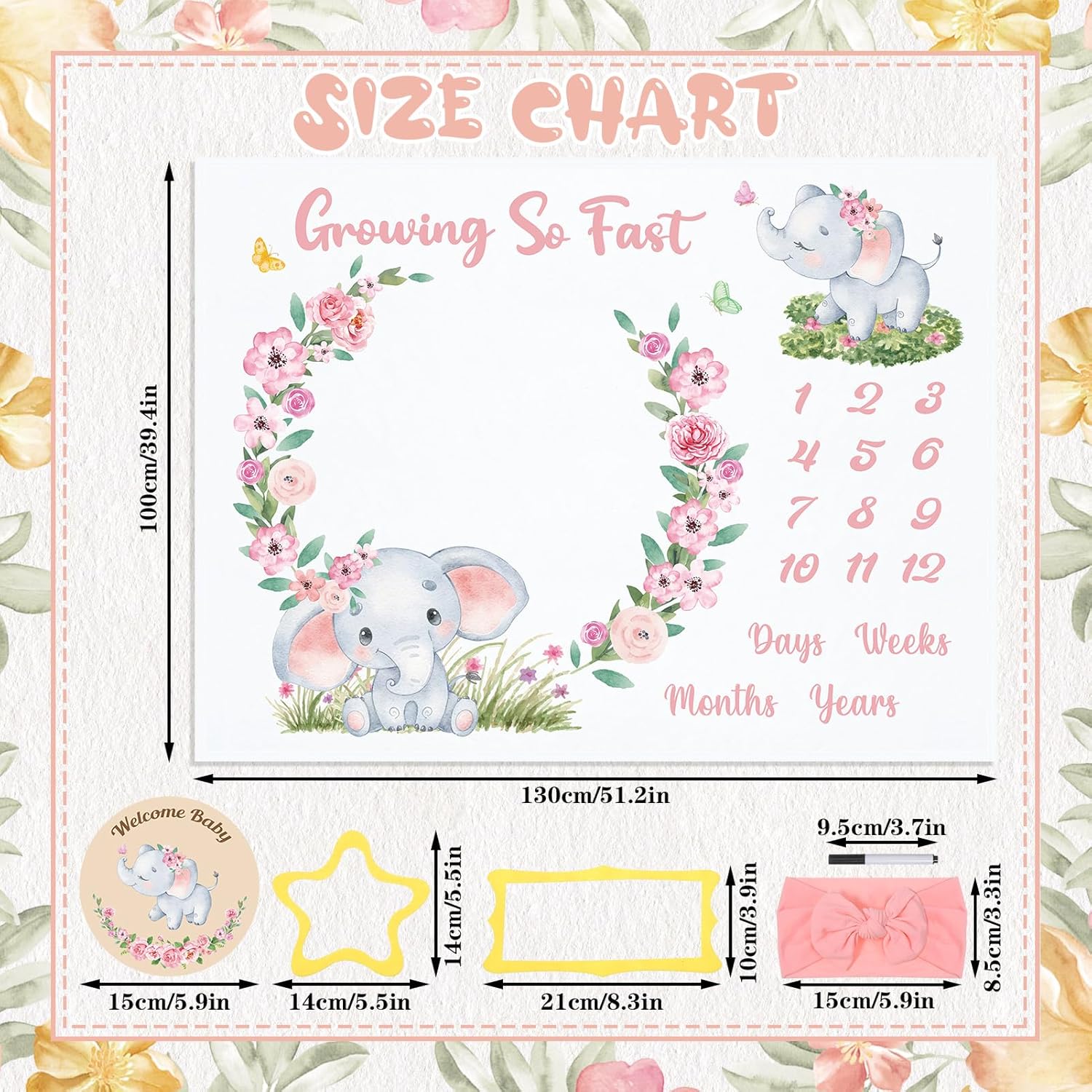 Auidy_6TXD Baby Milestone Blanket with Signs