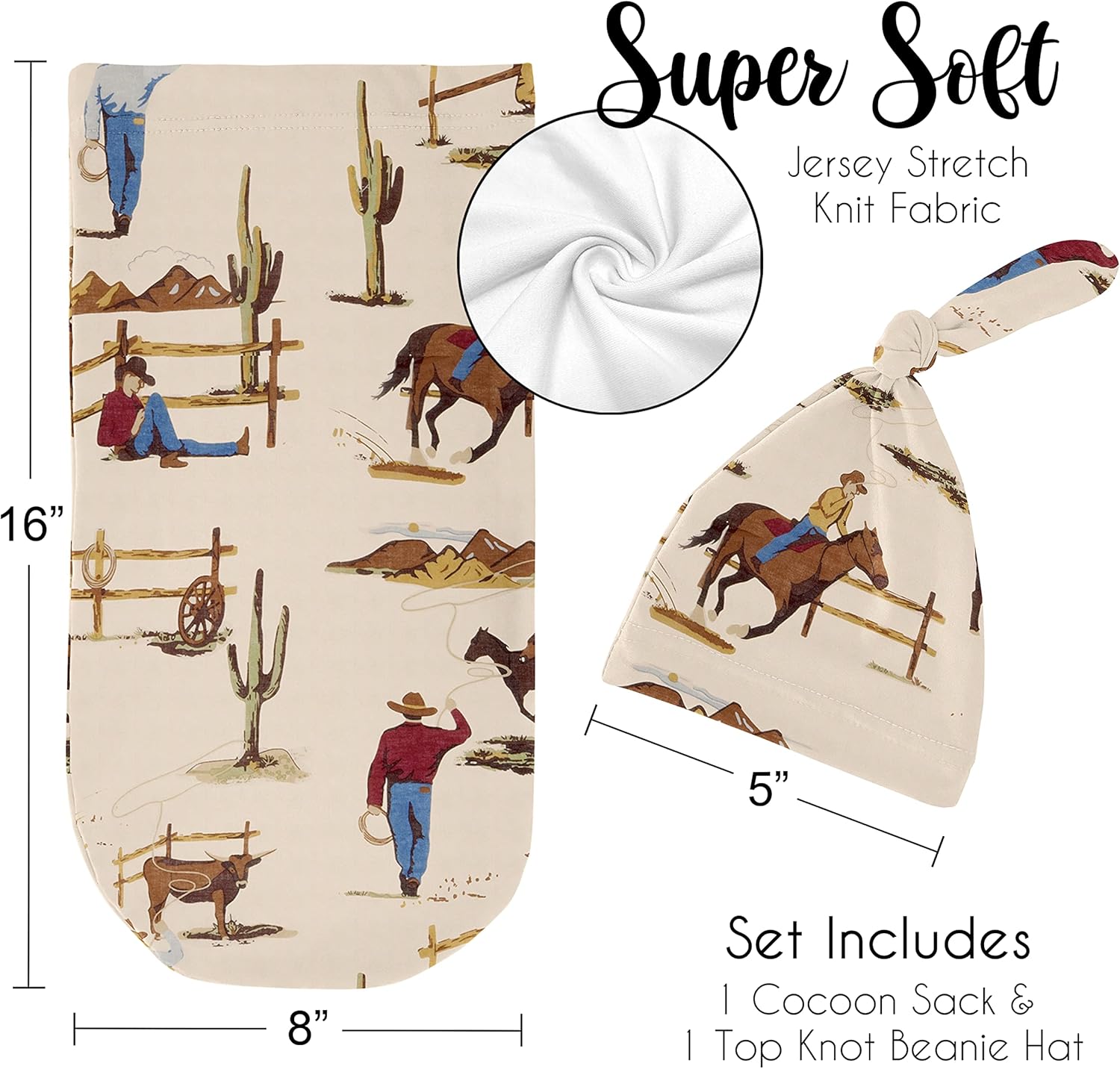 Sweet Jojo Designs Wild West Baby Sleep Sack and Beanie Hat 2pc Set