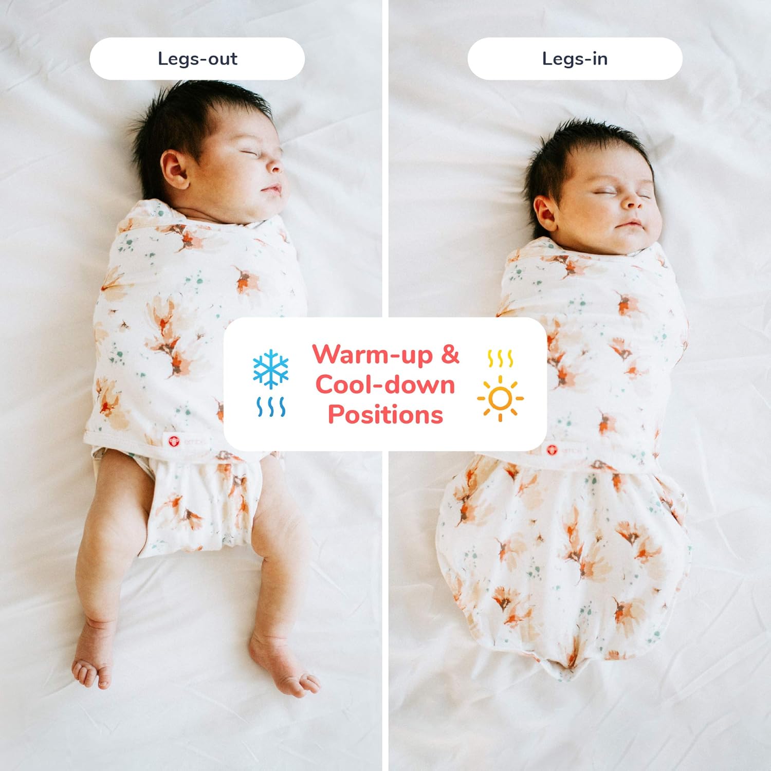 Embe 2-Way Starter Baby Swaddle 6-14 lbs Blush Blossom