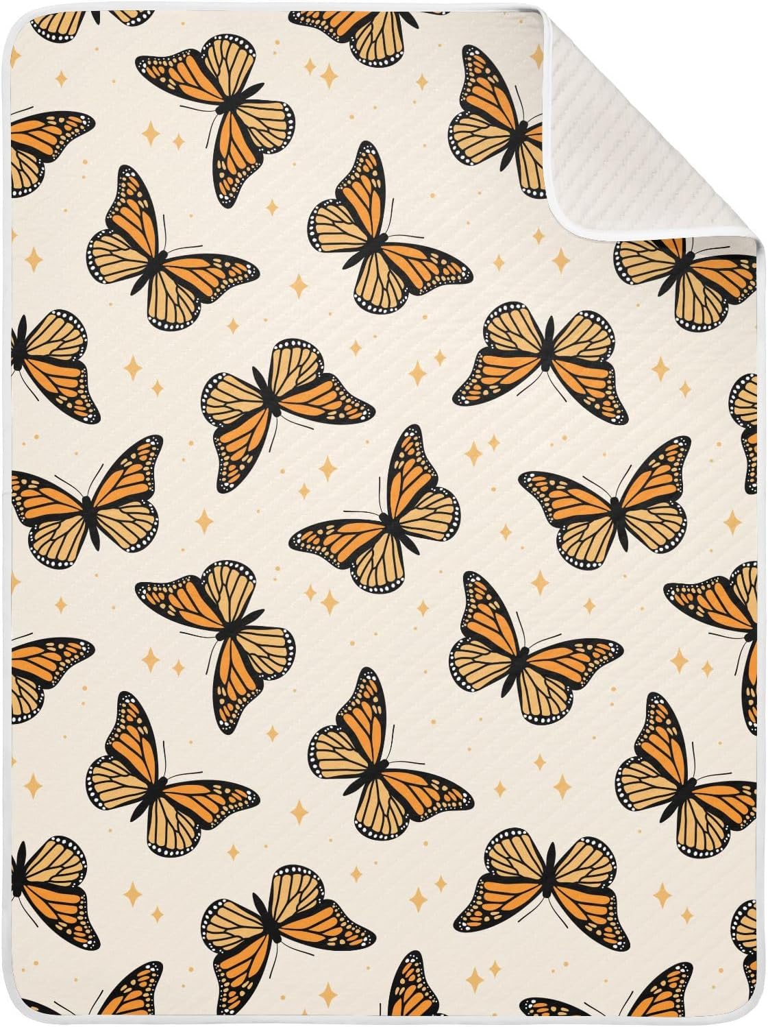 KICPOAY Swaddle Blanket for Brown Monarch Butterflies Baby Receiving Blanket