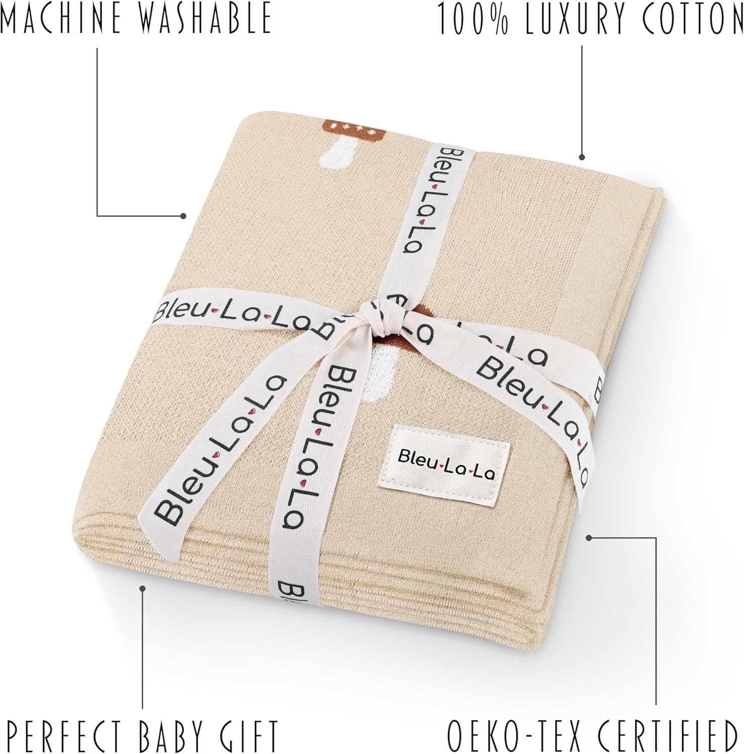 Bleu La La Mushroom Swaddle Blanket for Newborns