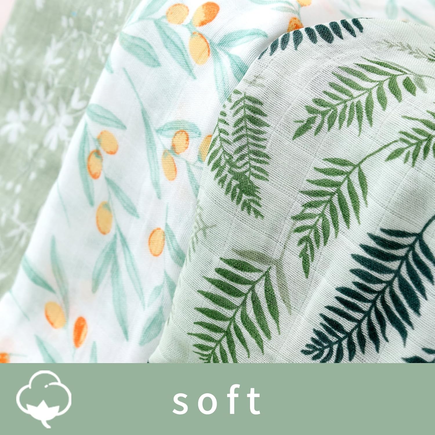 CoolaPeach 3 Pack Muslin Swaddle Blankets for Baby Boys and Girls
