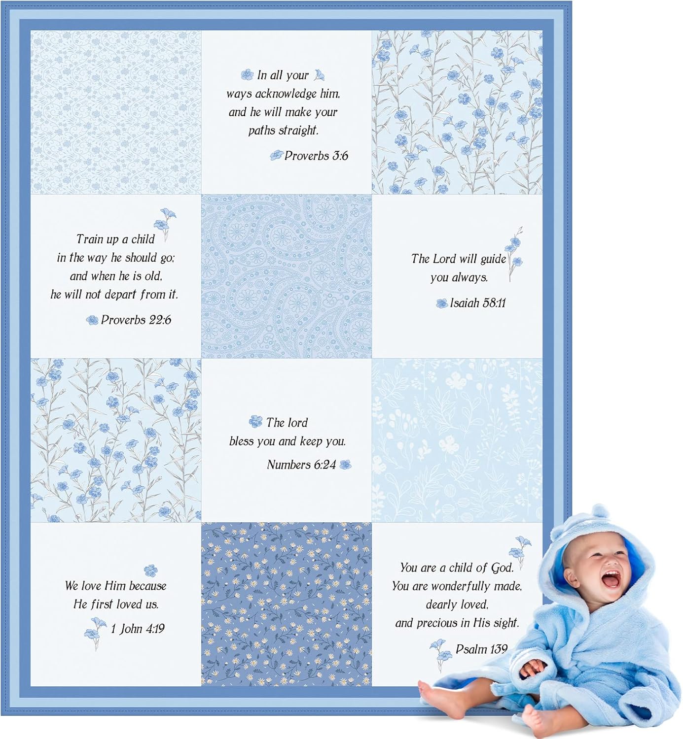 Oudain Christian Baby Blanket with Bible Verses