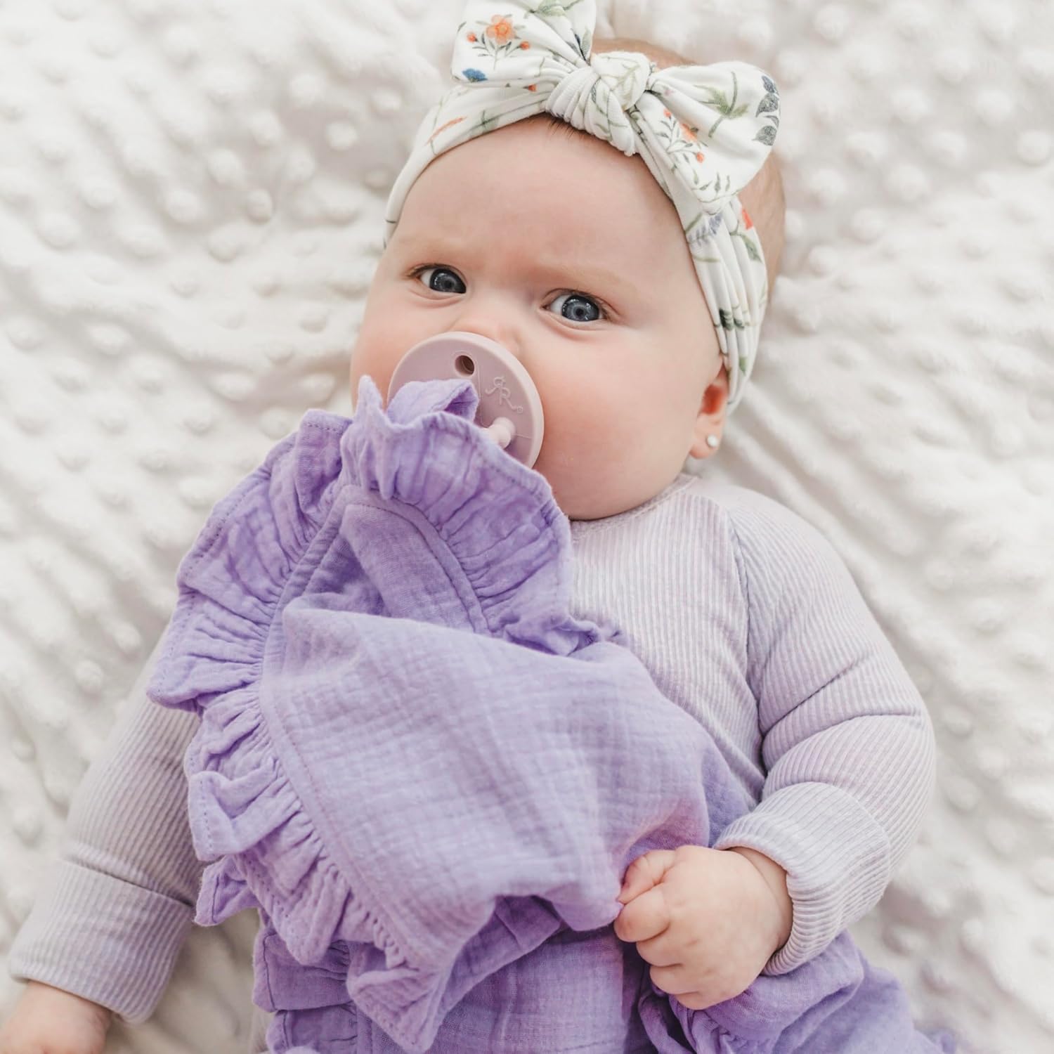 Ryan Rose Cutie Lovey Security Blanket - Organic Cotton Muslin with Snap Closure