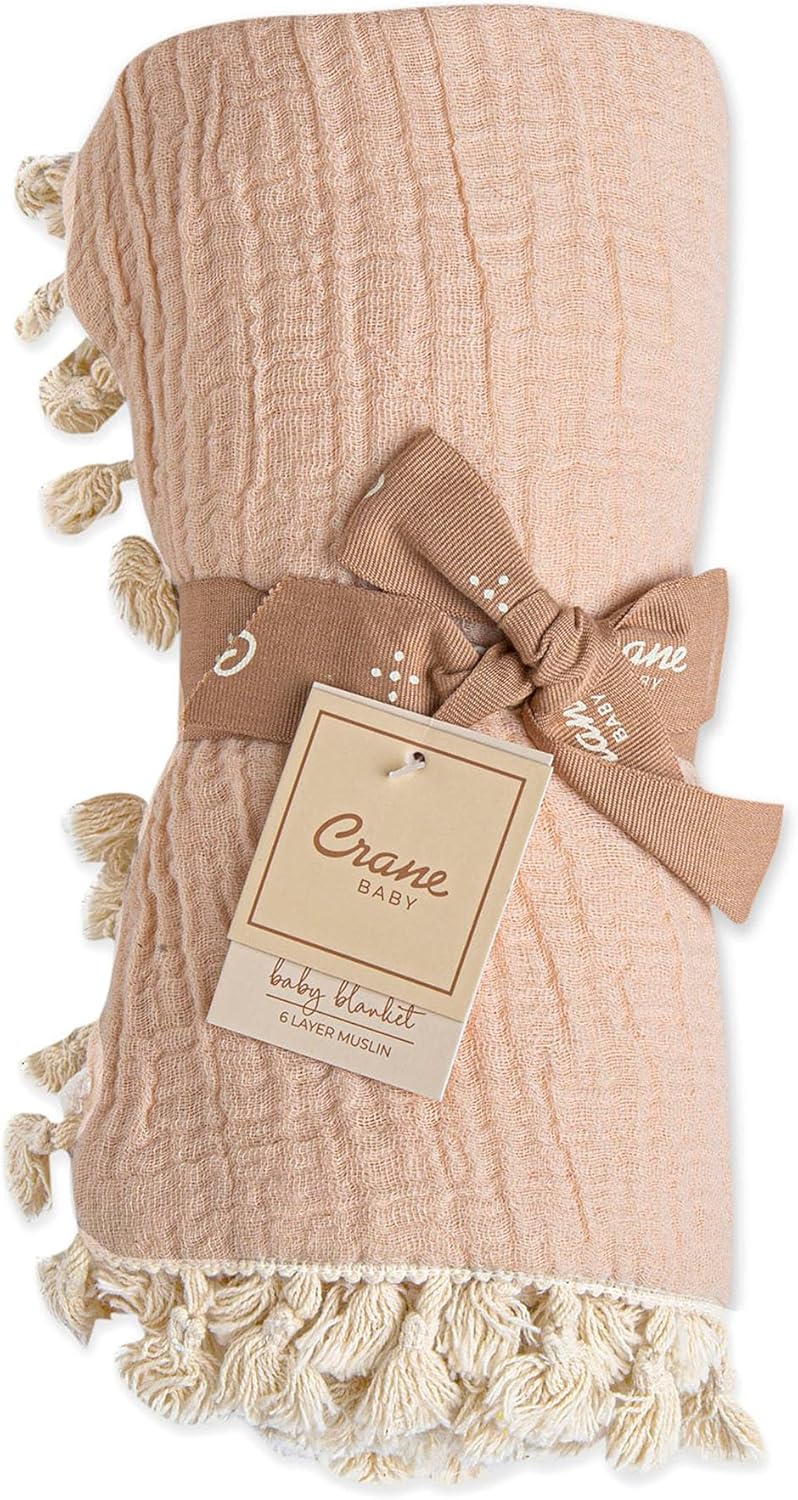 Crane Baby 6-Layer Muslin Swaddle Blanket Desert Rose 30x40 Inches