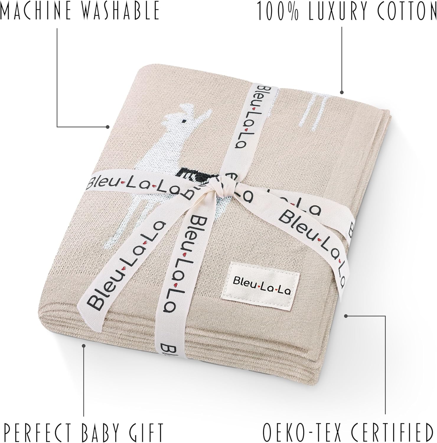 Bleu La La Cozy Llama Pattern Swaddling Blanket