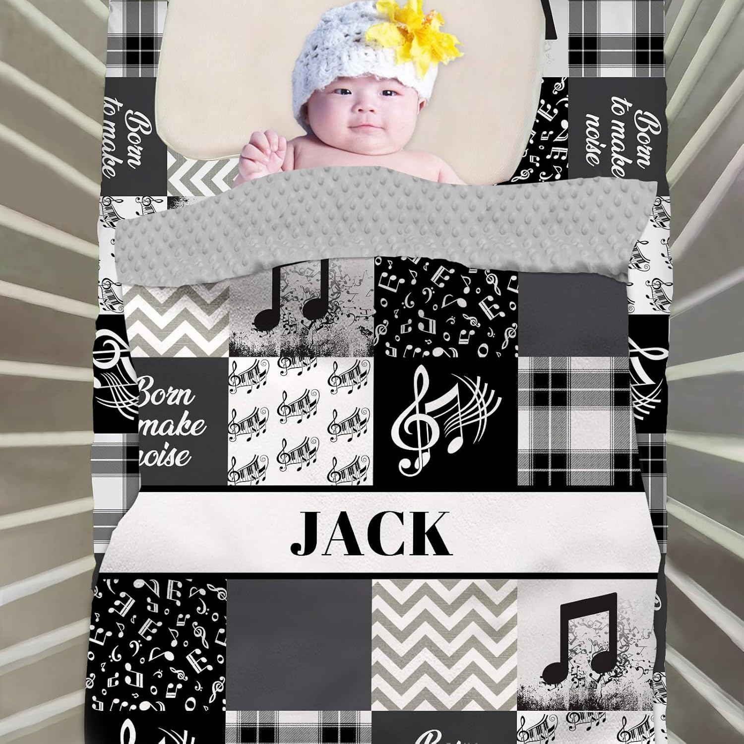 Custom Name Baby Blanket with Minky Dot Pattern 1