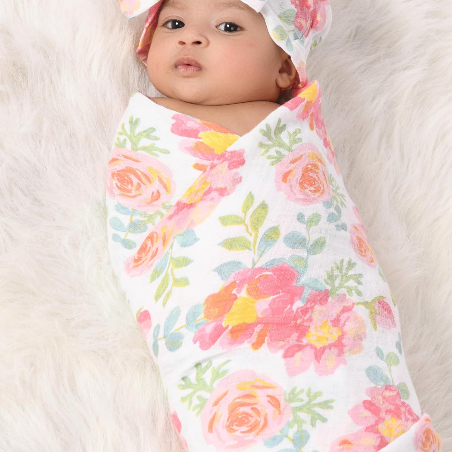 Featherhead 100 Cotton Muslin Swaddle Blankets - 4 Pack Garden Floral