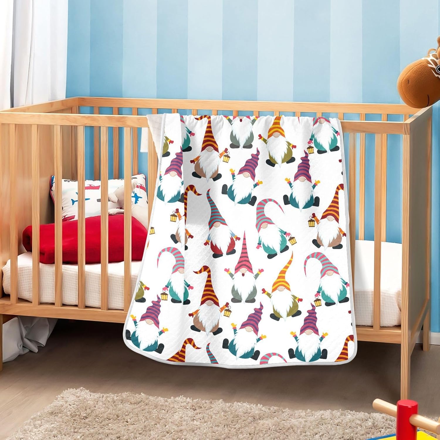 KICPOAY Soft Cotton Swaddle Blanket for Baby Gnomes 30x40 Inch