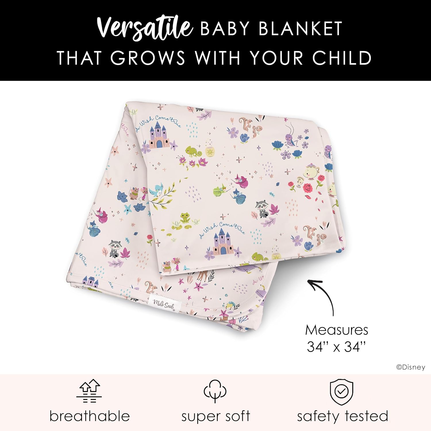 Milk Snob Disney Swaddle Blanket 34x34 Inches