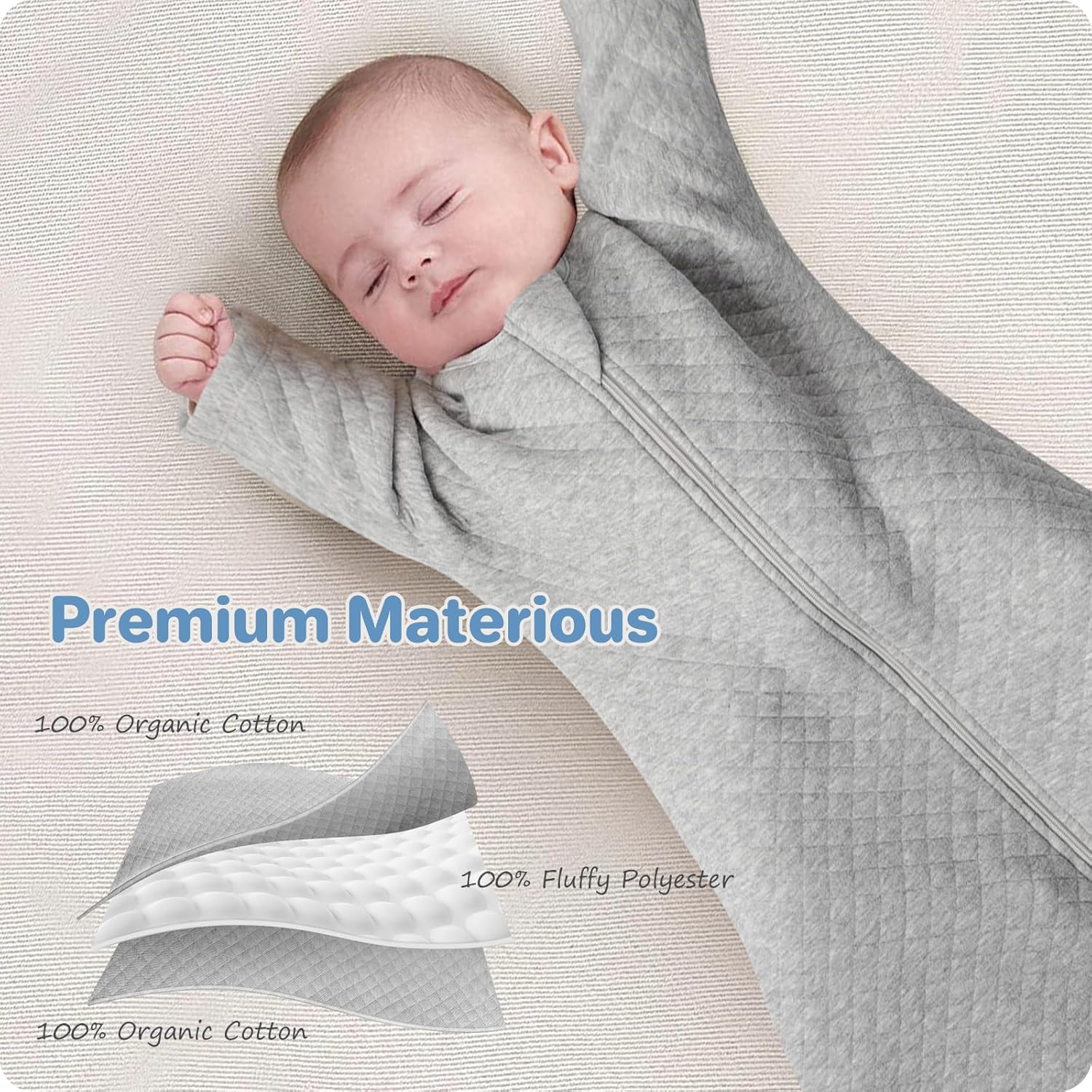 Cozy Baby Sleep Sack with Sleeves for 3-6 Months