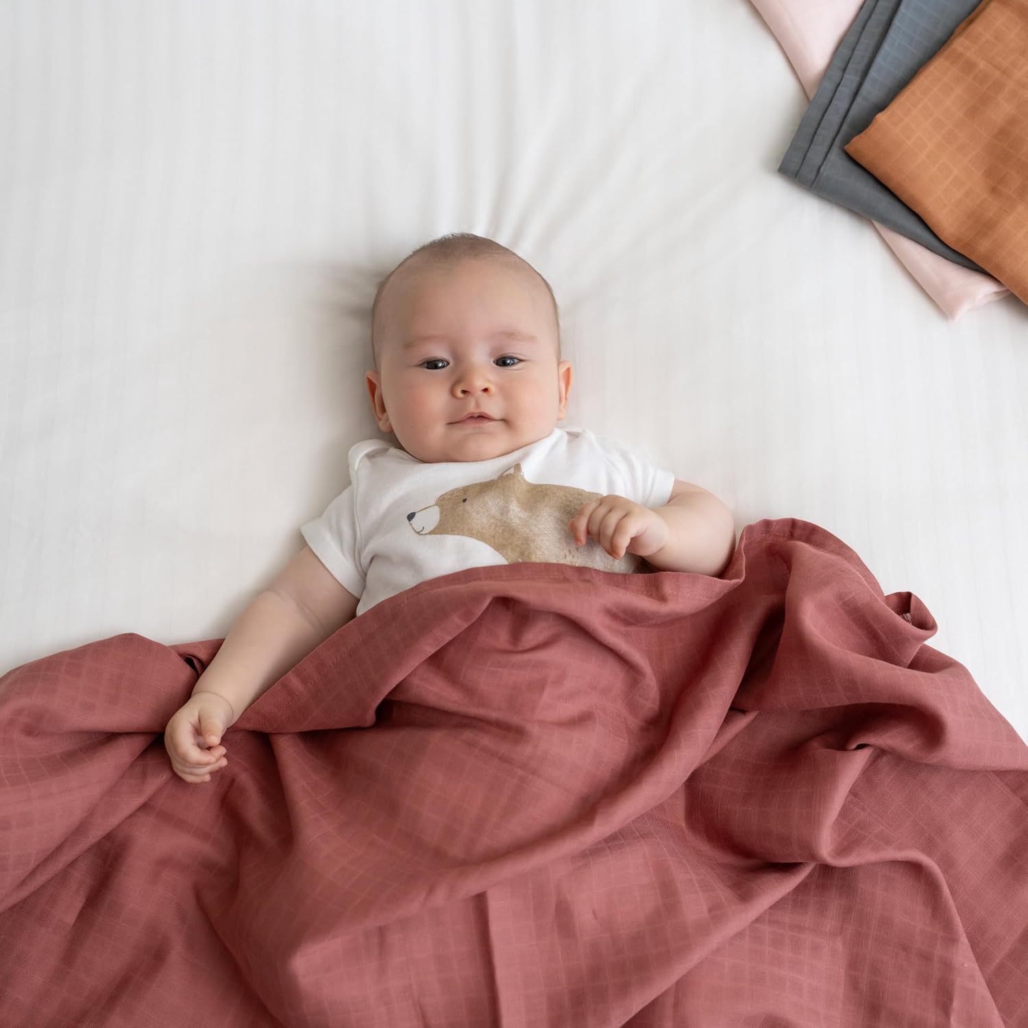 Organic Cotton Red Swaddle Blanket - 47x47