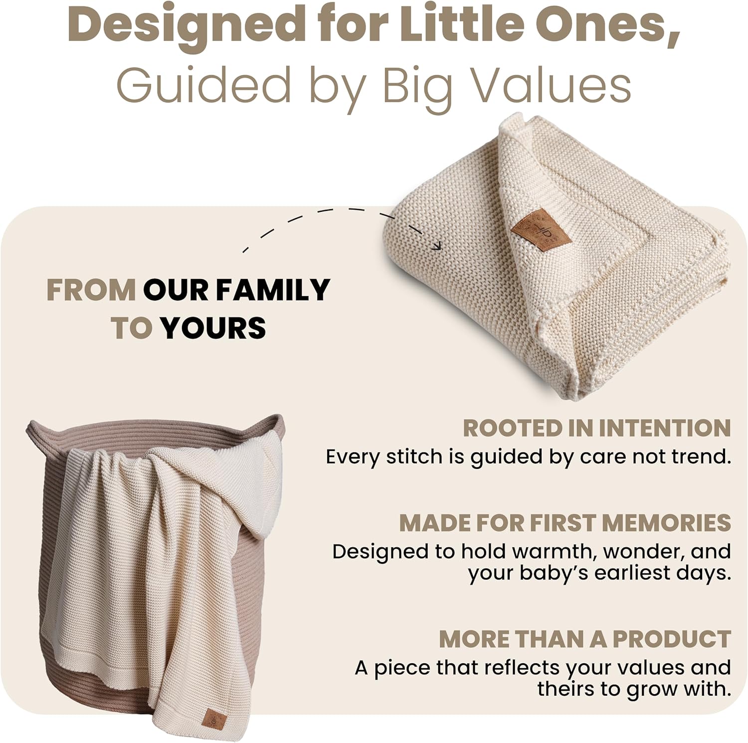 Little Dedi 100 Organic Cotton Baby Blanket - 30x40 Neutral Earth Ivory