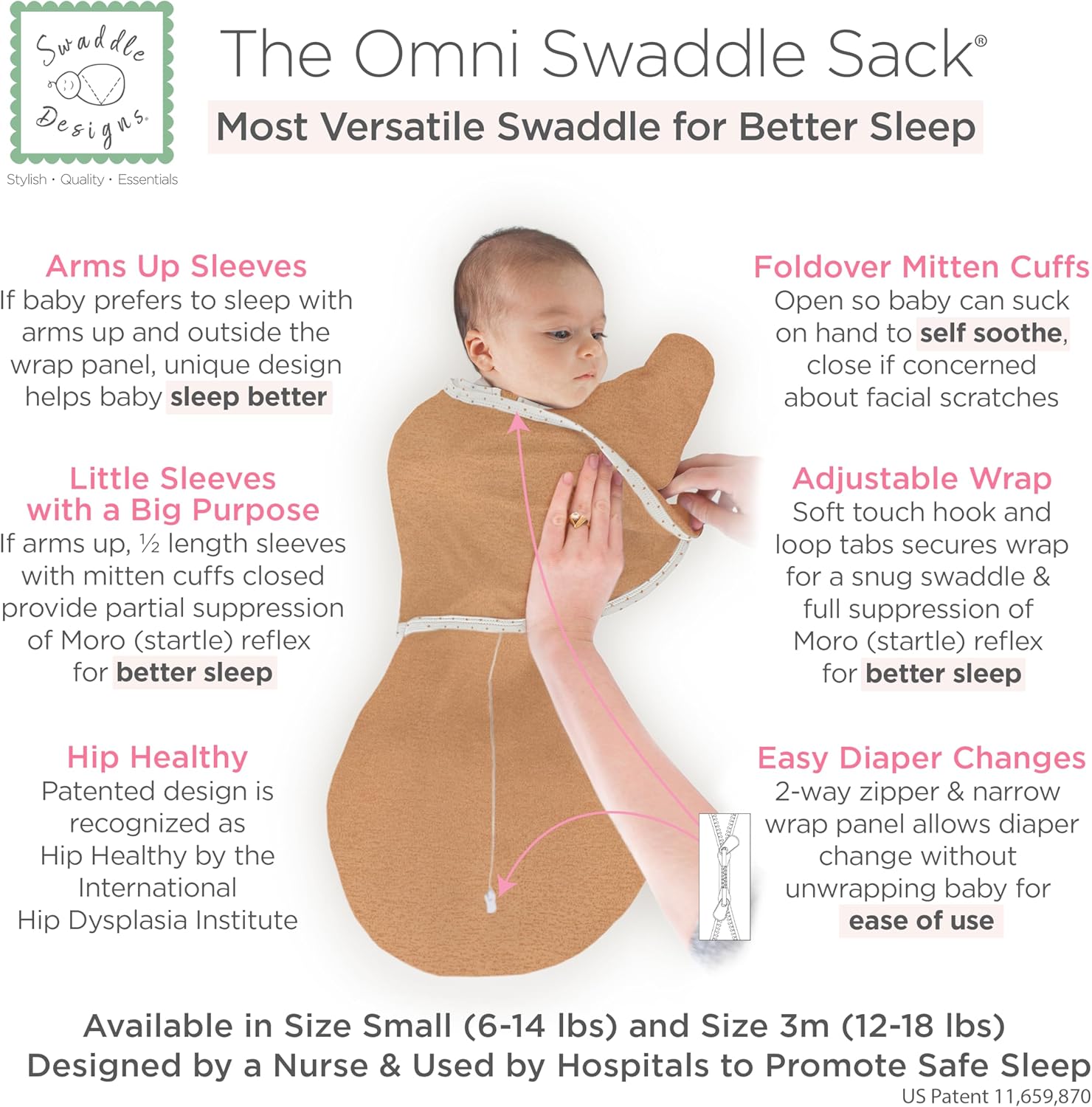 SwaddleDesigns 6-Way Omni Swaddle Sack for Newborn 1