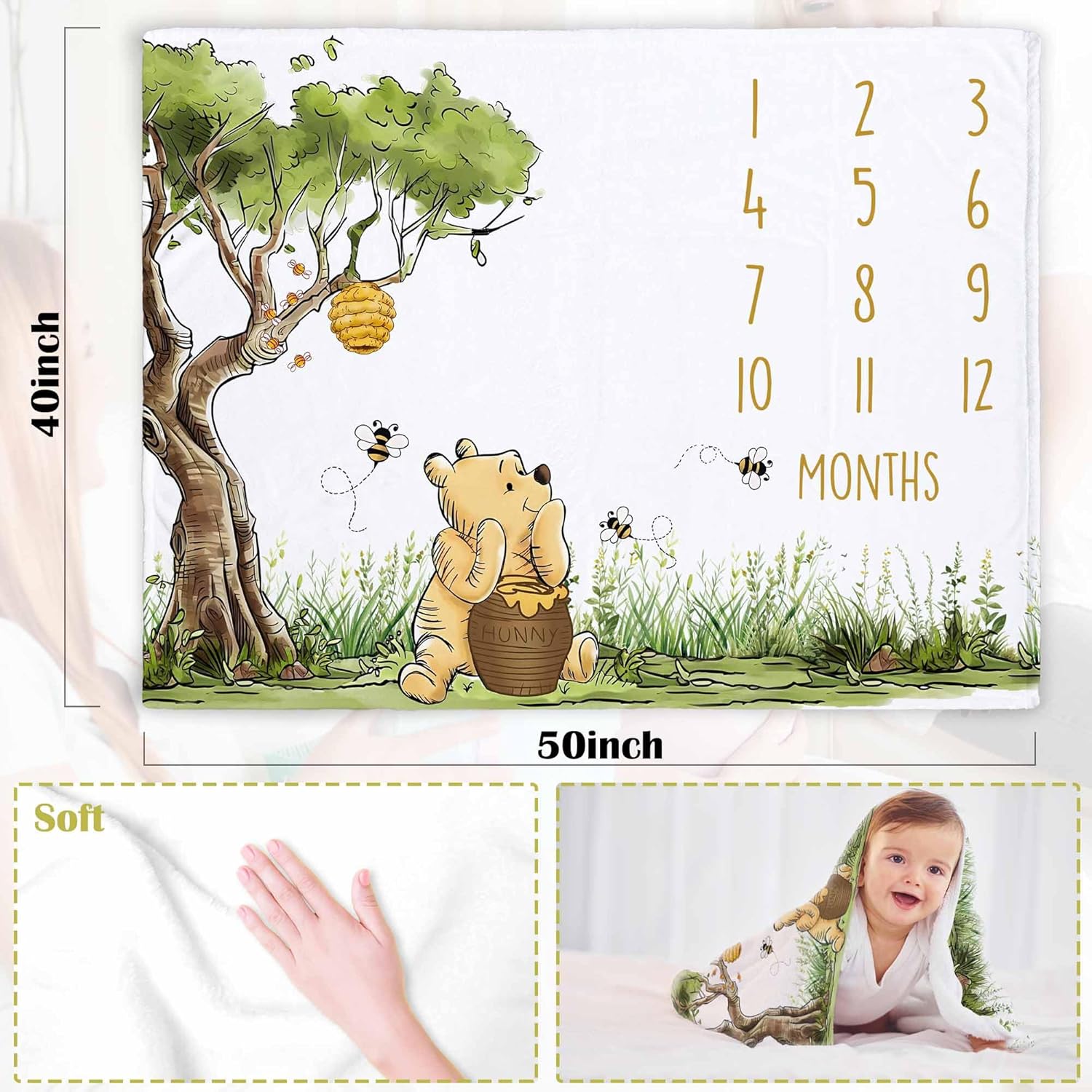 Classic Winnie Monthly Milestone Blanket with Star Marker 1