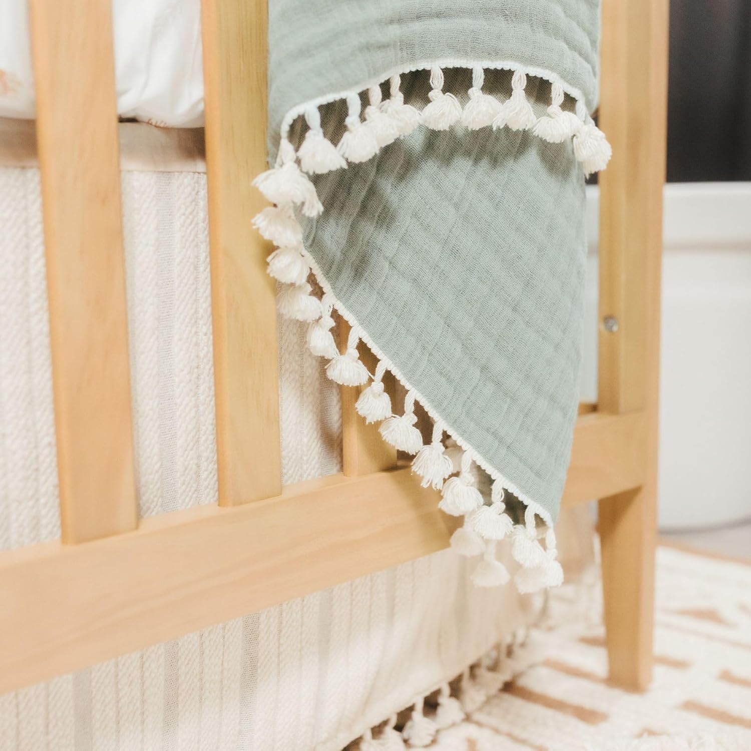Crane Baby 6-Layer Green Muslin Blanket 30 x 40