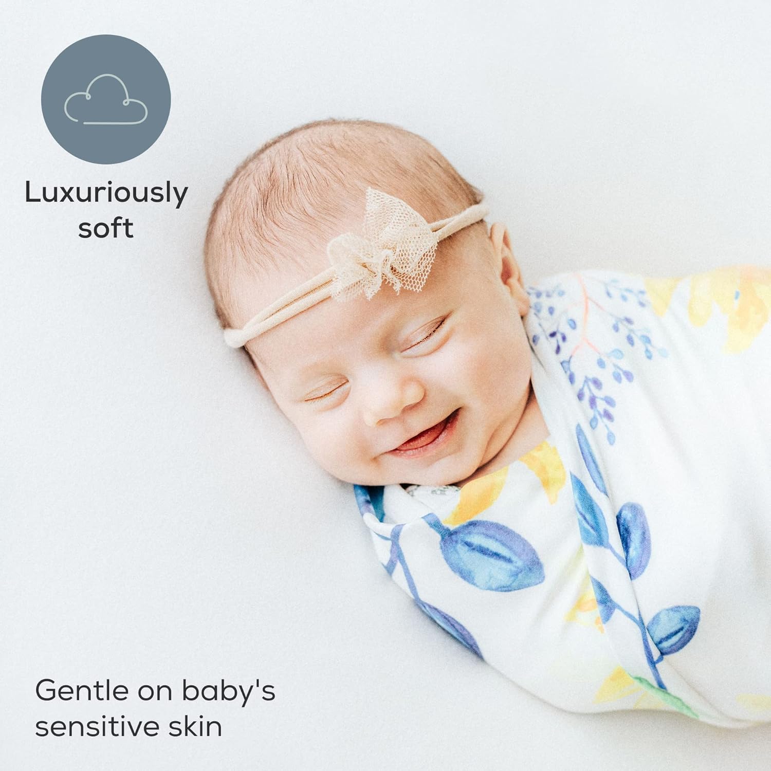 First Landings Newborn Swaddle Set - 36 x 36 with Matching Headbands