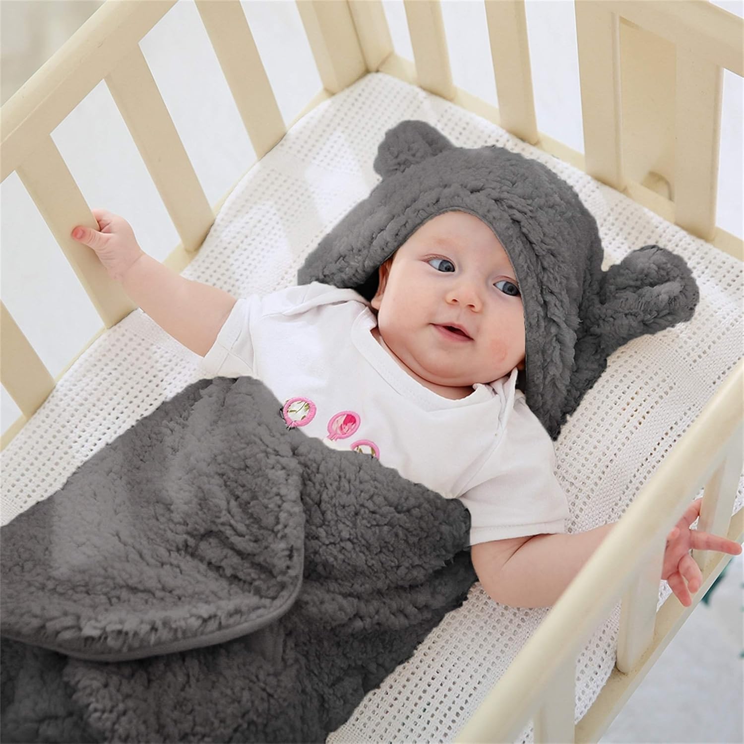 XMWEALTHY Soft Hooded Baby Swaddle Blanket for Newborns