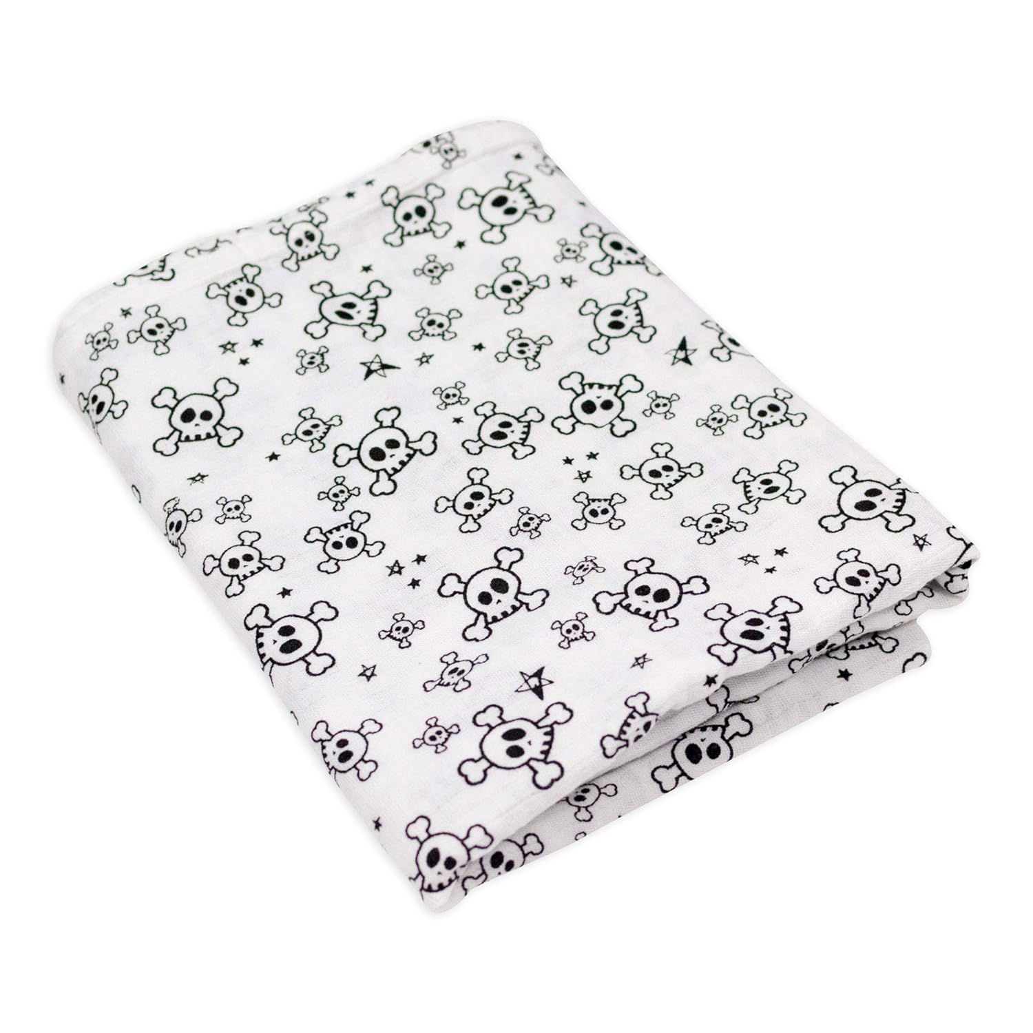 HonestBaby 3-Pack Organic Cotton Swaddle Blankets with Tossed Skulls Design