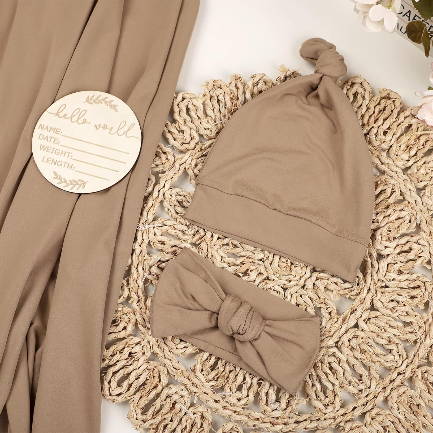 TANOFAR 4-Pack Newborn Swaddle Blanket Set Brown