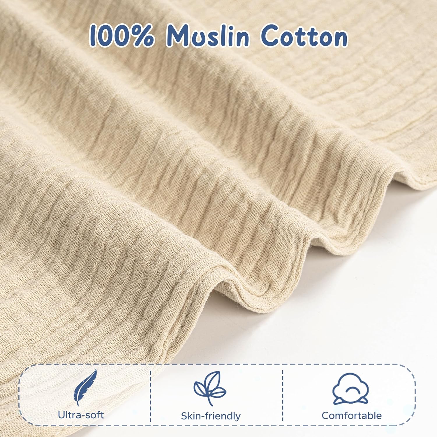 ZIGJOY Bunny Lovey Muslin Blanket for Babies Khaki