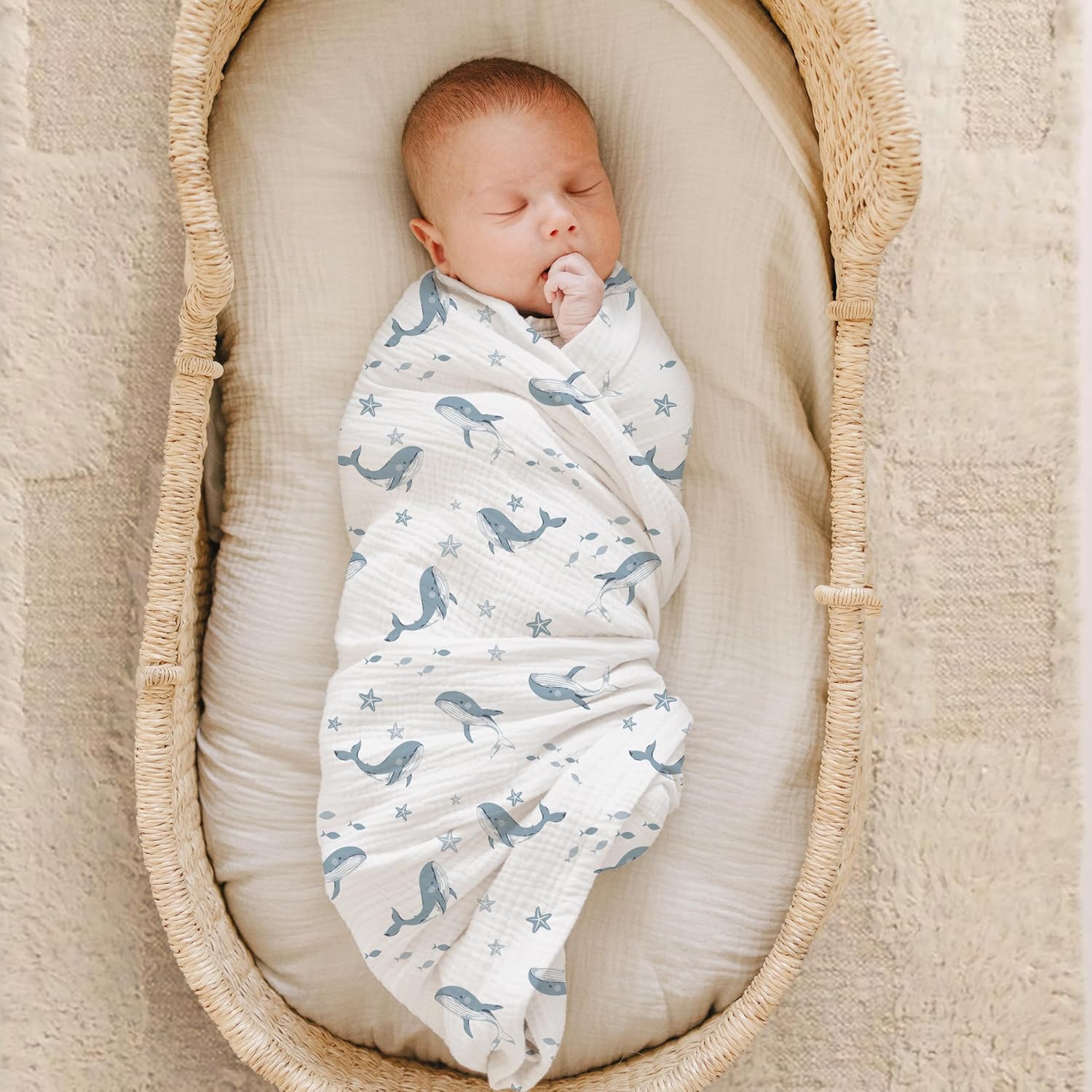 Konssy 2 Pack Muslin Swaddle Blankets 47 x 47 Inches
