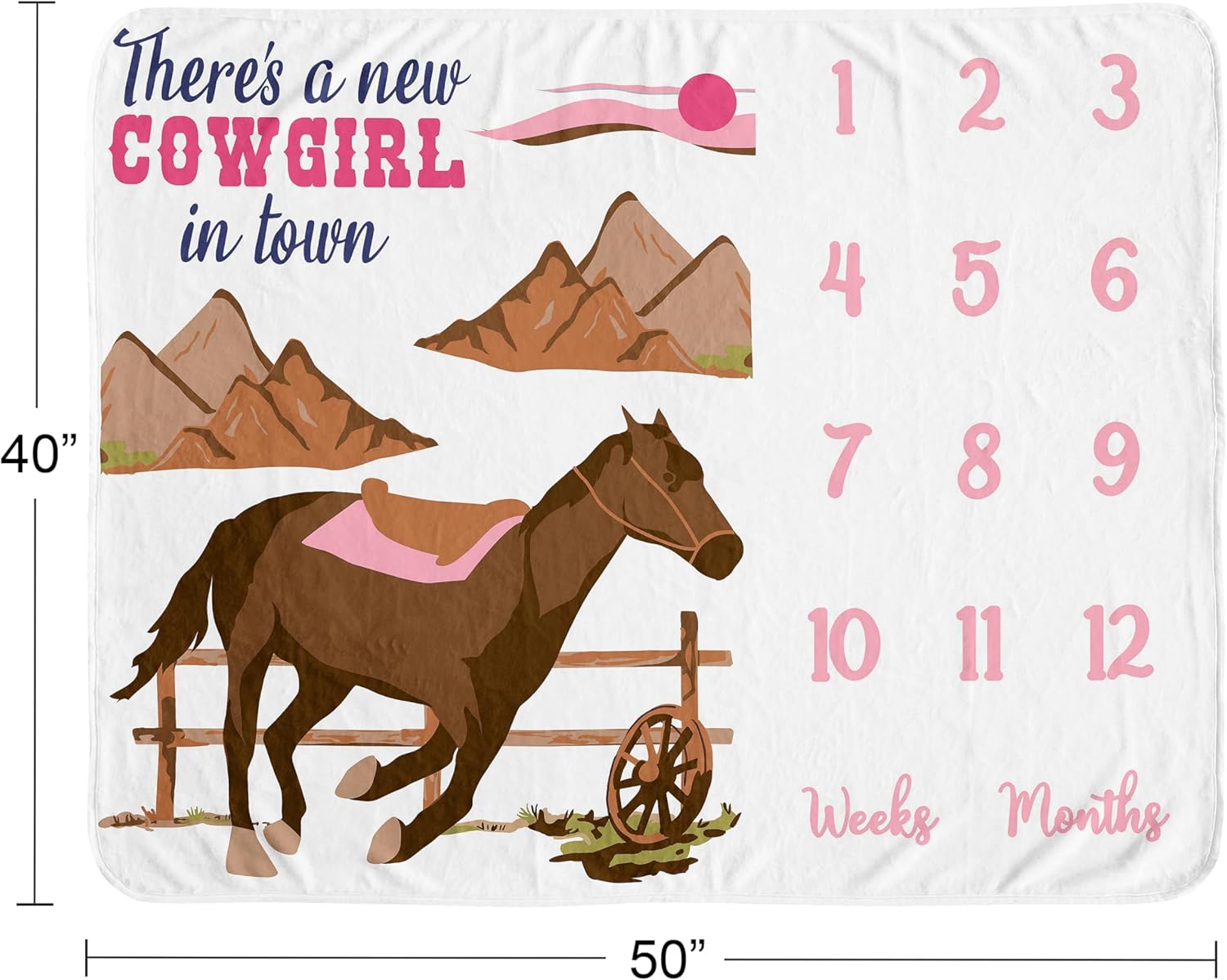 Sweet Jojo Designs Western Cowgirl Baby Milestone Blanket Set