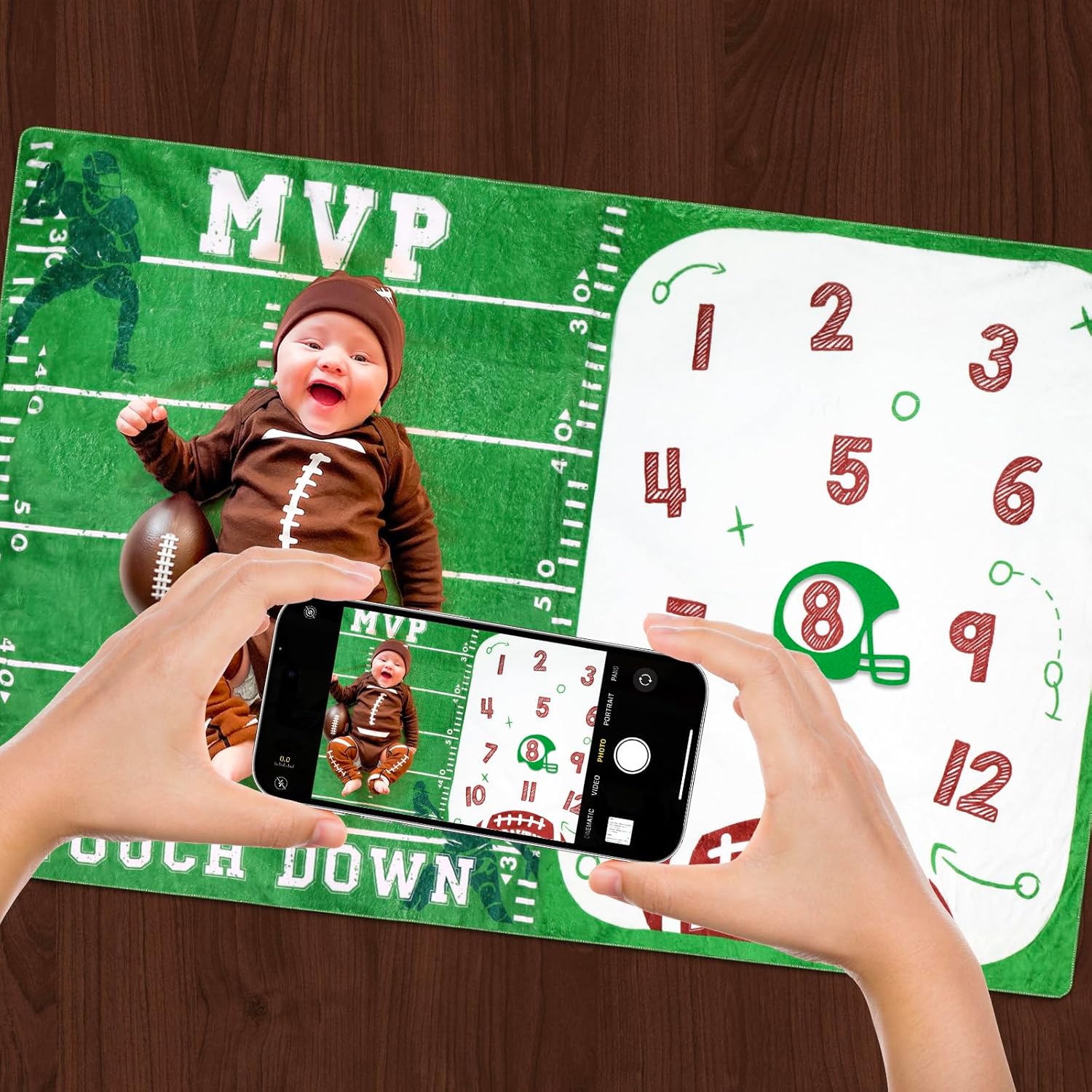Gicoherero Football Baby Monthly Milestone Blanket