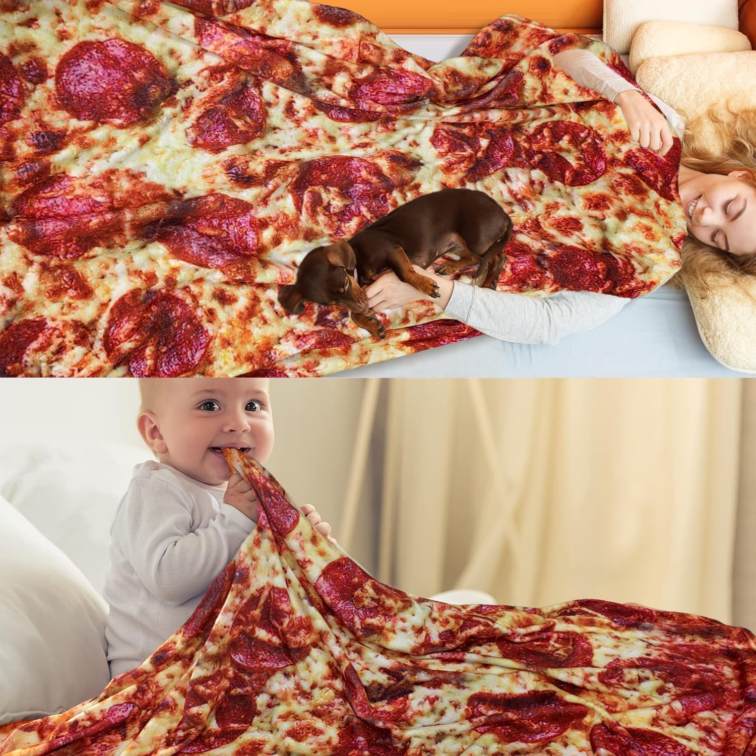 Outivity Pizza Blanket Funny Food Blanket for Baby Showers and Birthdays