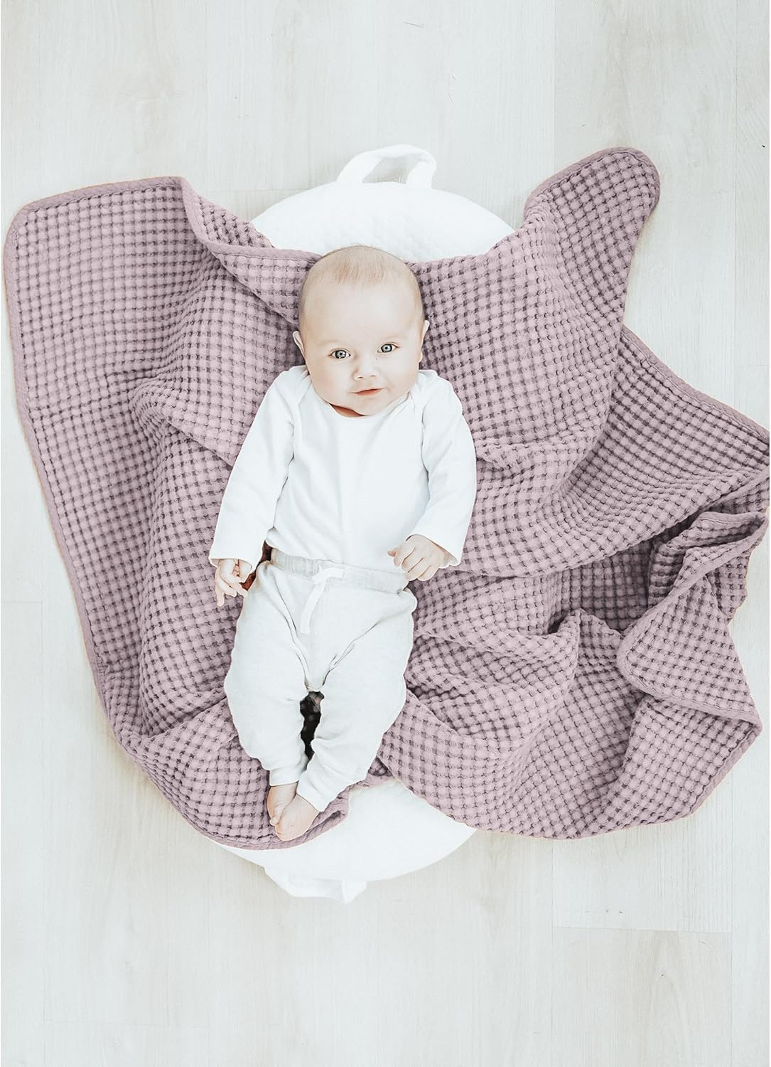 Konssy Waffle Baby Blanket - Soft Cozy Nursery Swaddle for Boys Girls
