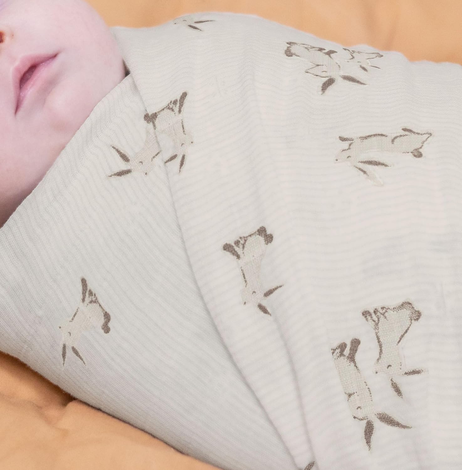 Crane Baby Organic Cotton Bunny Swaddle Wrap 47x47