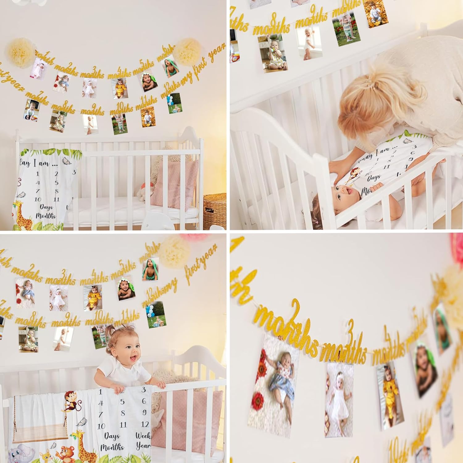 AJS Tots Baby Monthly Milestone Blanket for Boy or Girl
