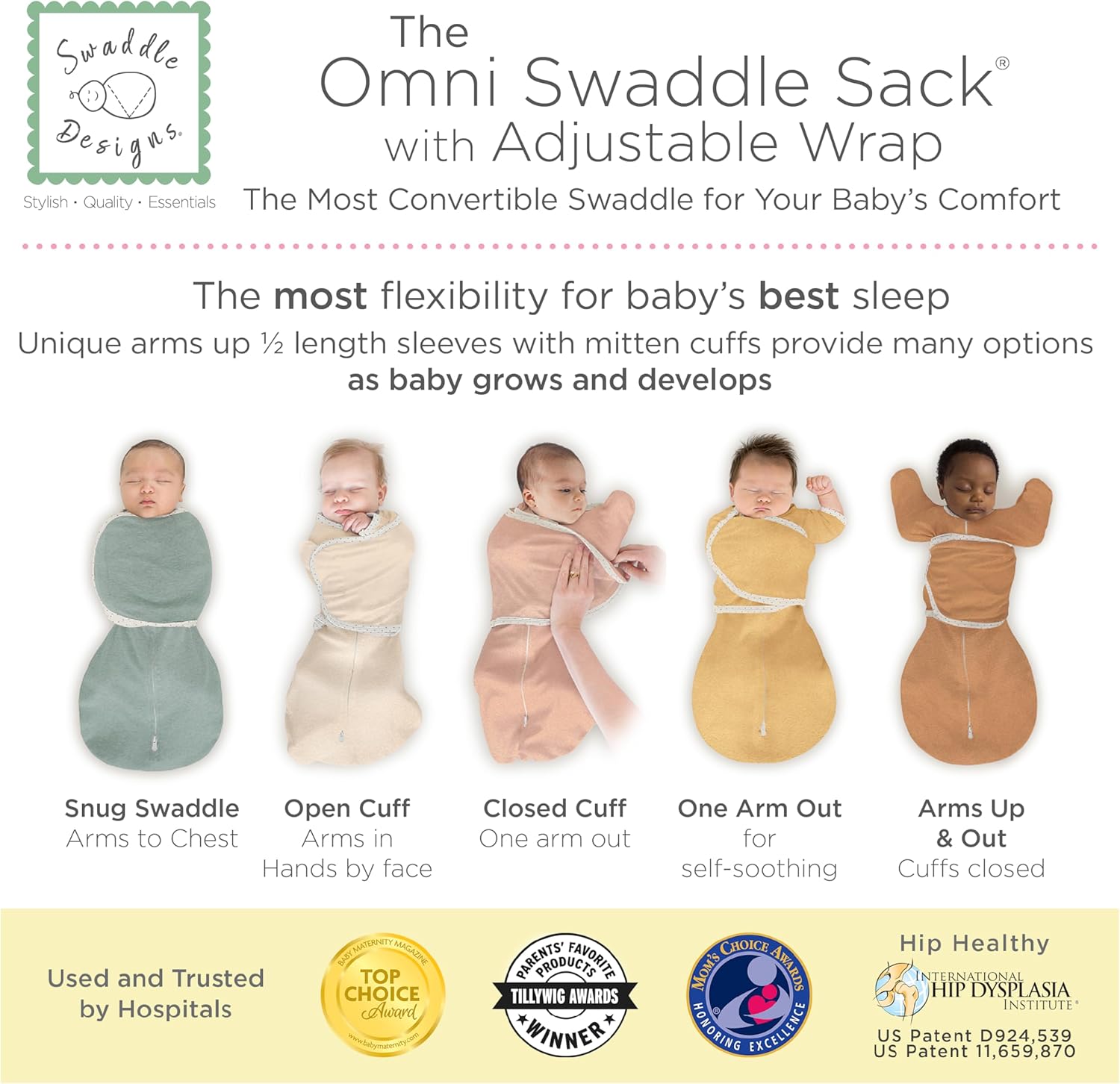 SwaddleDesigns 6-Way Omni Swaddle Sack for Newborn 1
