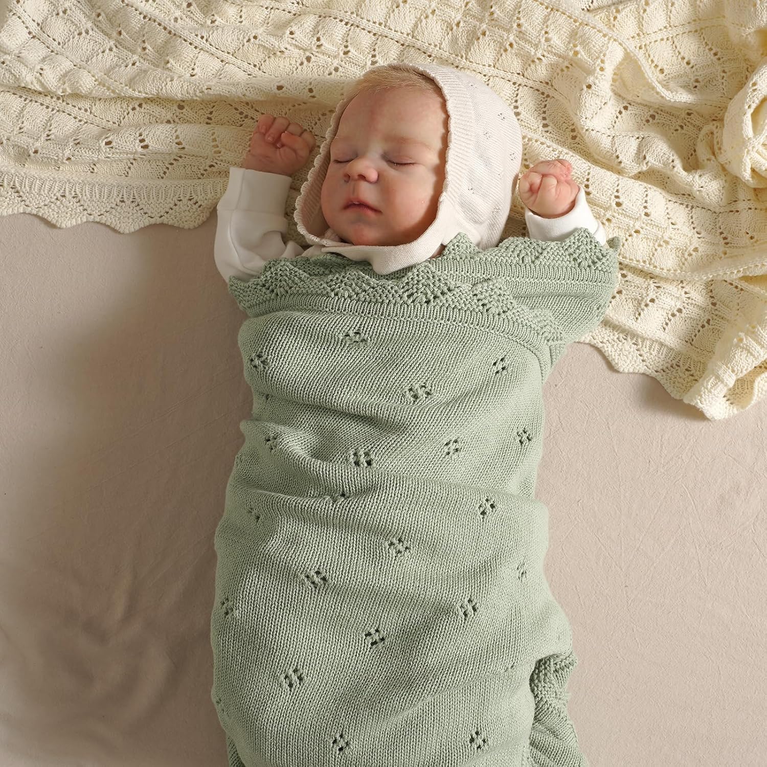 Mimixiong Cotton Baby Blanket Swaddling 30x40 Inch Sage Green