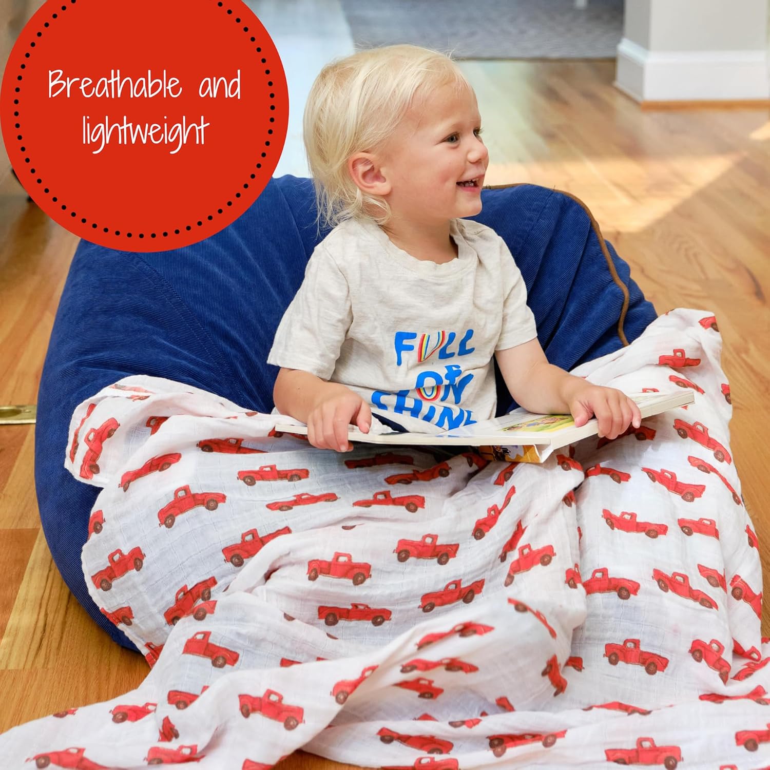 LollyBanks Truck Print Muslin Swaddle Blanket Set