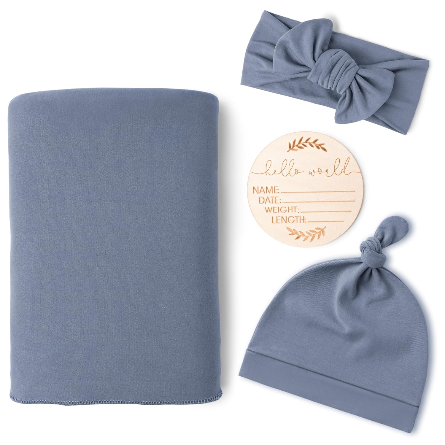 Konssy Baby Girl Swaddle Blanket with Headband and Beanie Set