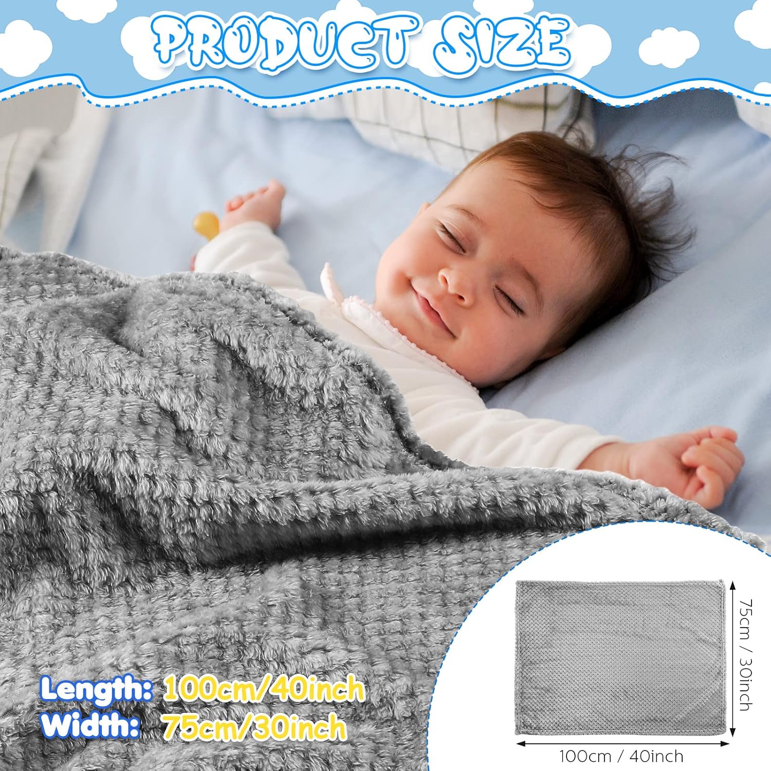 Kenning 4 Pcs Fuzzy Baby Blanket for Boys and Girls