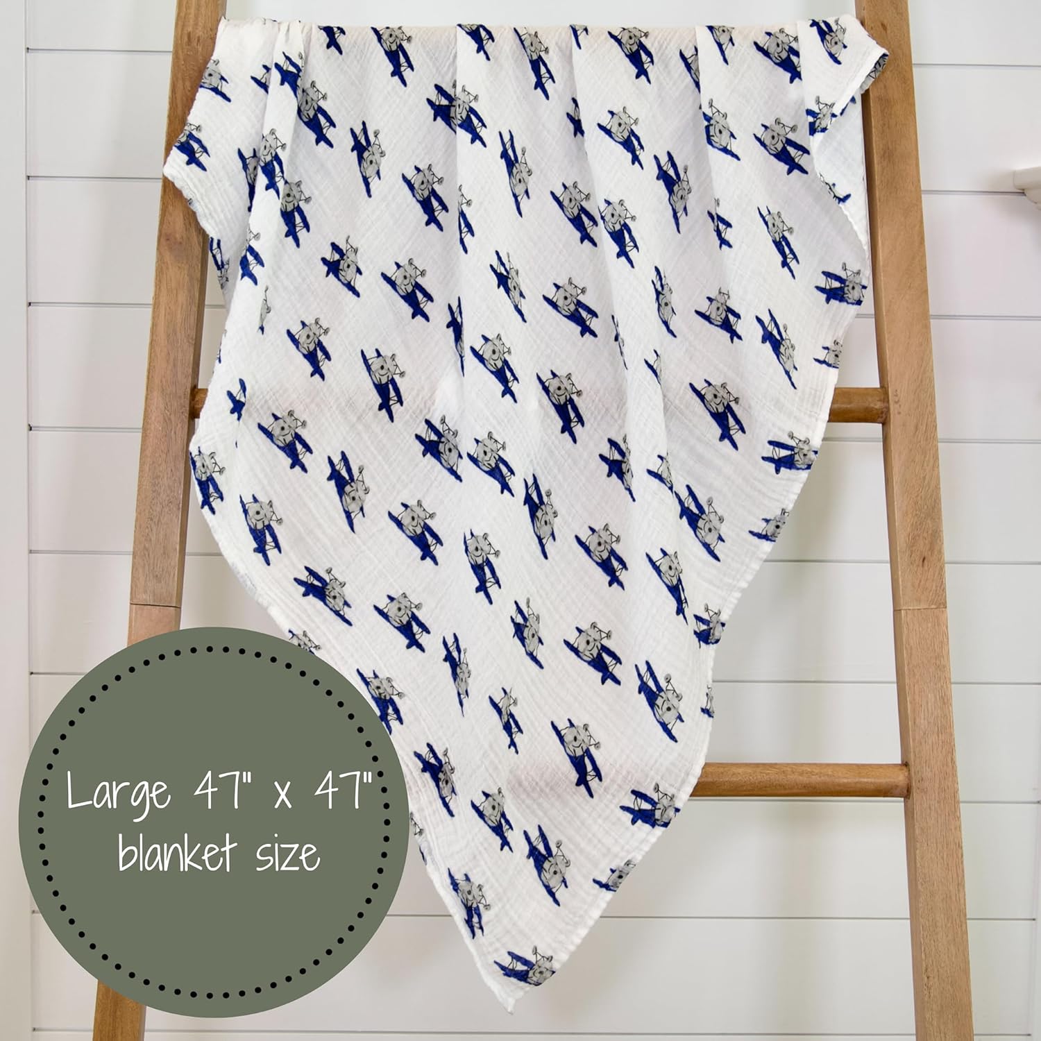 LollyBanks Muslin Swaddle Blanket - Airplane Print