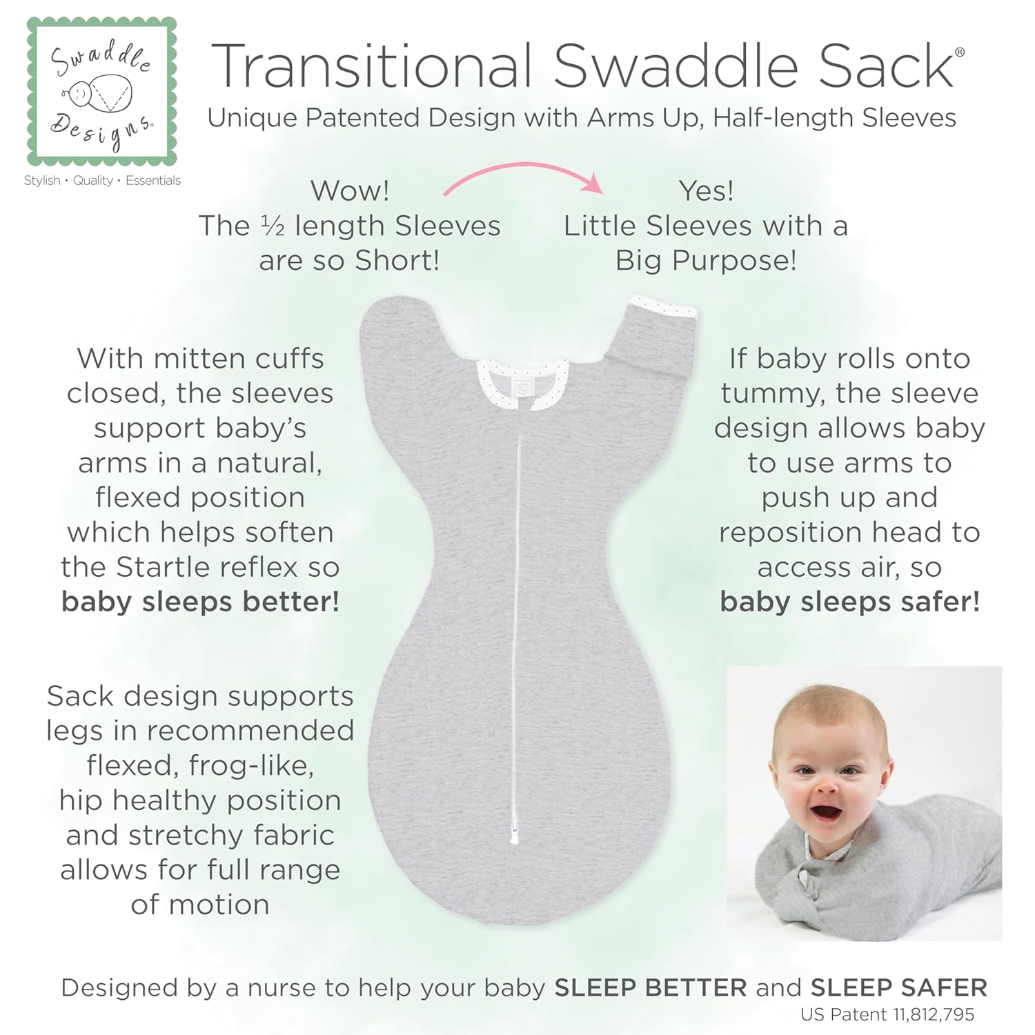 SwaddleDesigns Transitional Swaddle Sack for Newborns