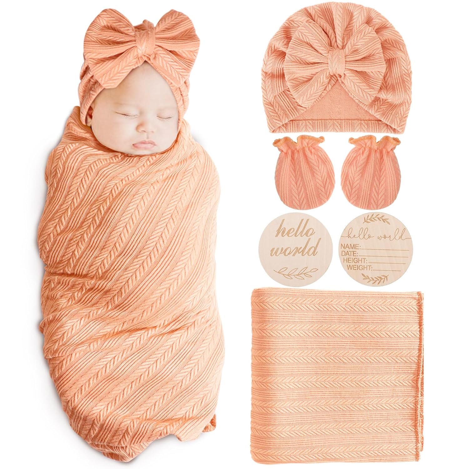AQOKKA Newborn Receiving Blanket Set with Bow 1