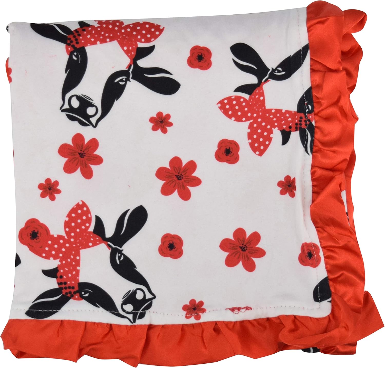 Unique Baby Soft Newborn Blanket with Satin Trim Red Cow 1
