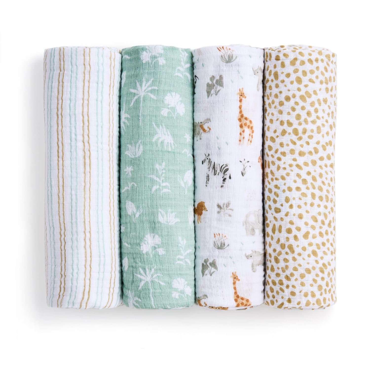 aden anais Cotton Muslin Swaddle 4 Pack Giraffe Safari