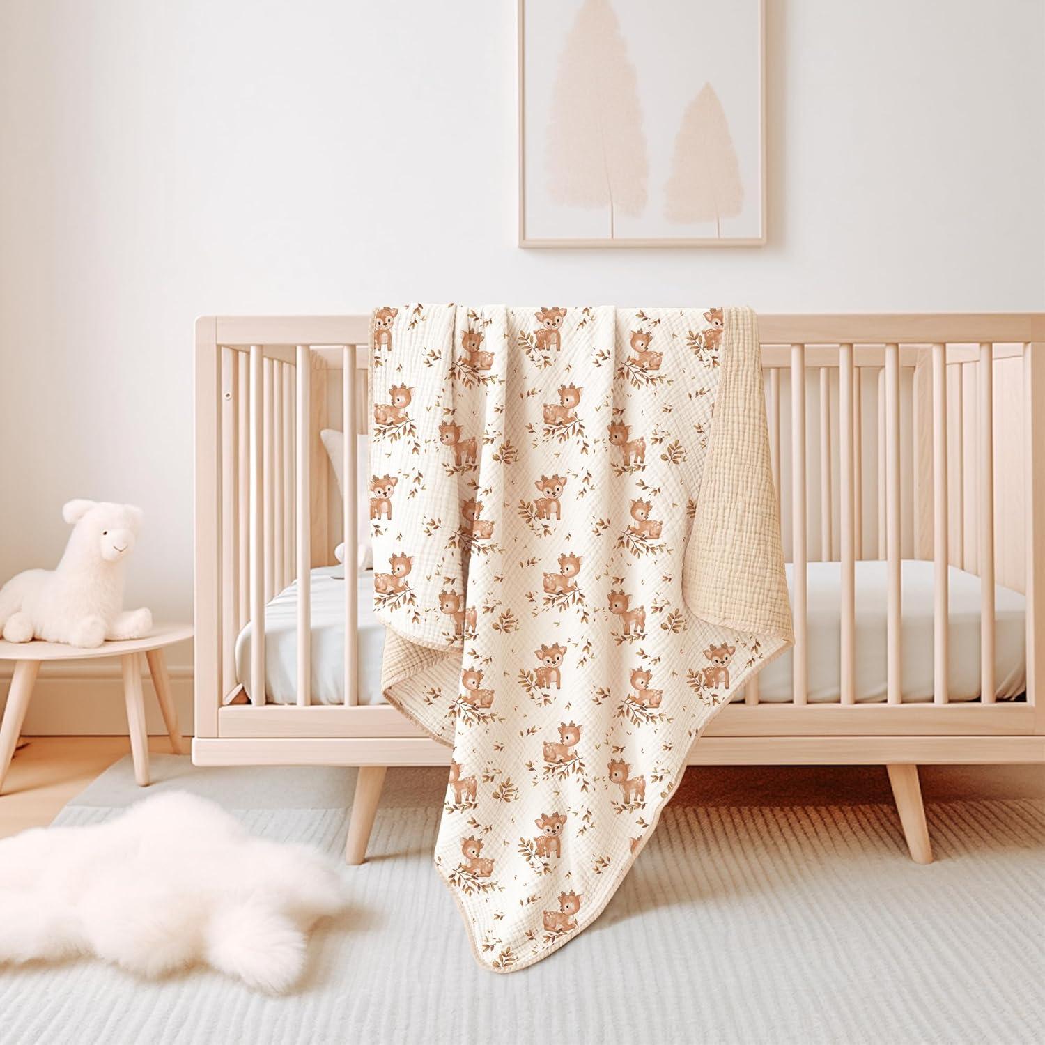 Konssy Muslin Baby Blanket Deer Pattern 40x36