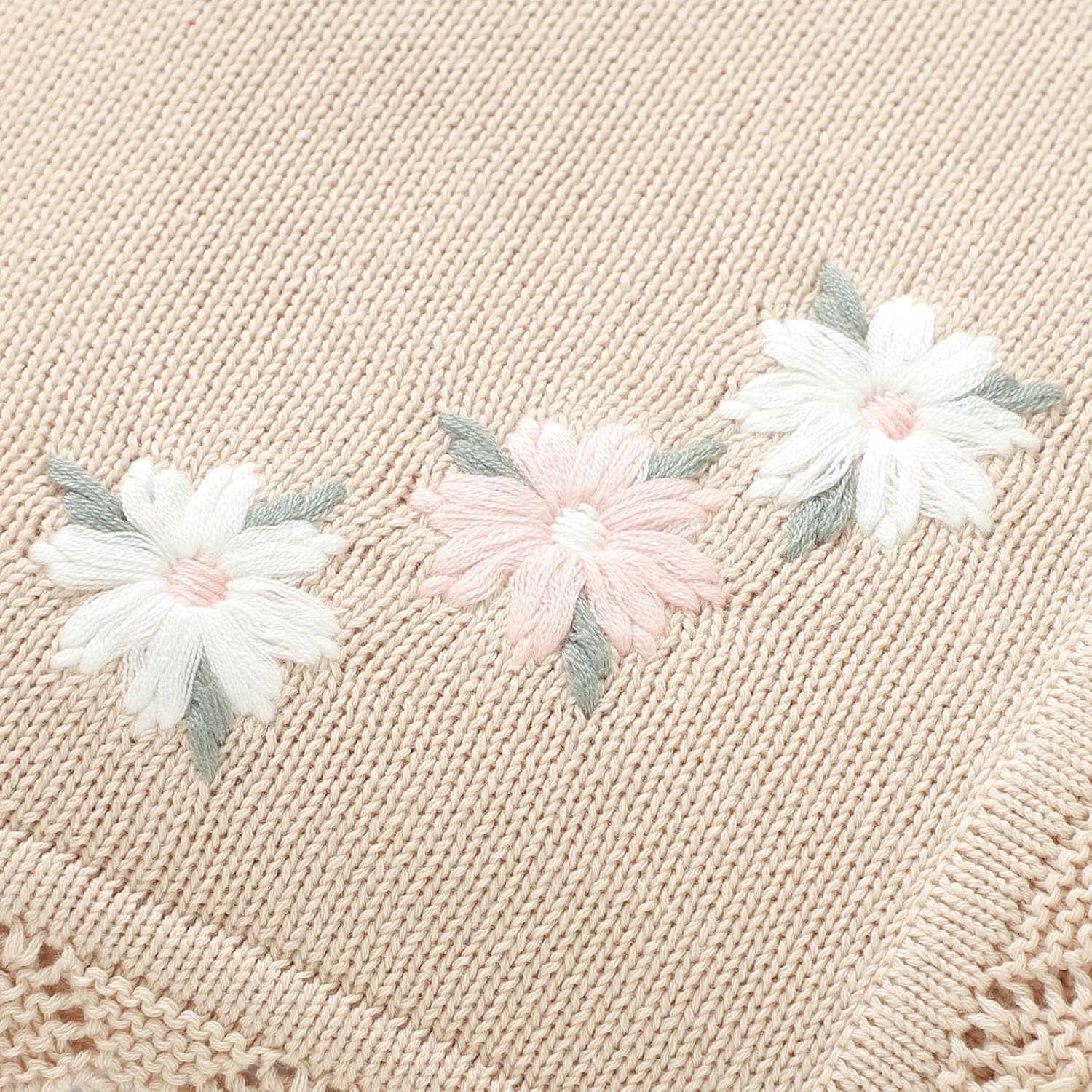 LAWKUL Beige Floral Swaddling Blanket 40x30 Infant Blanket