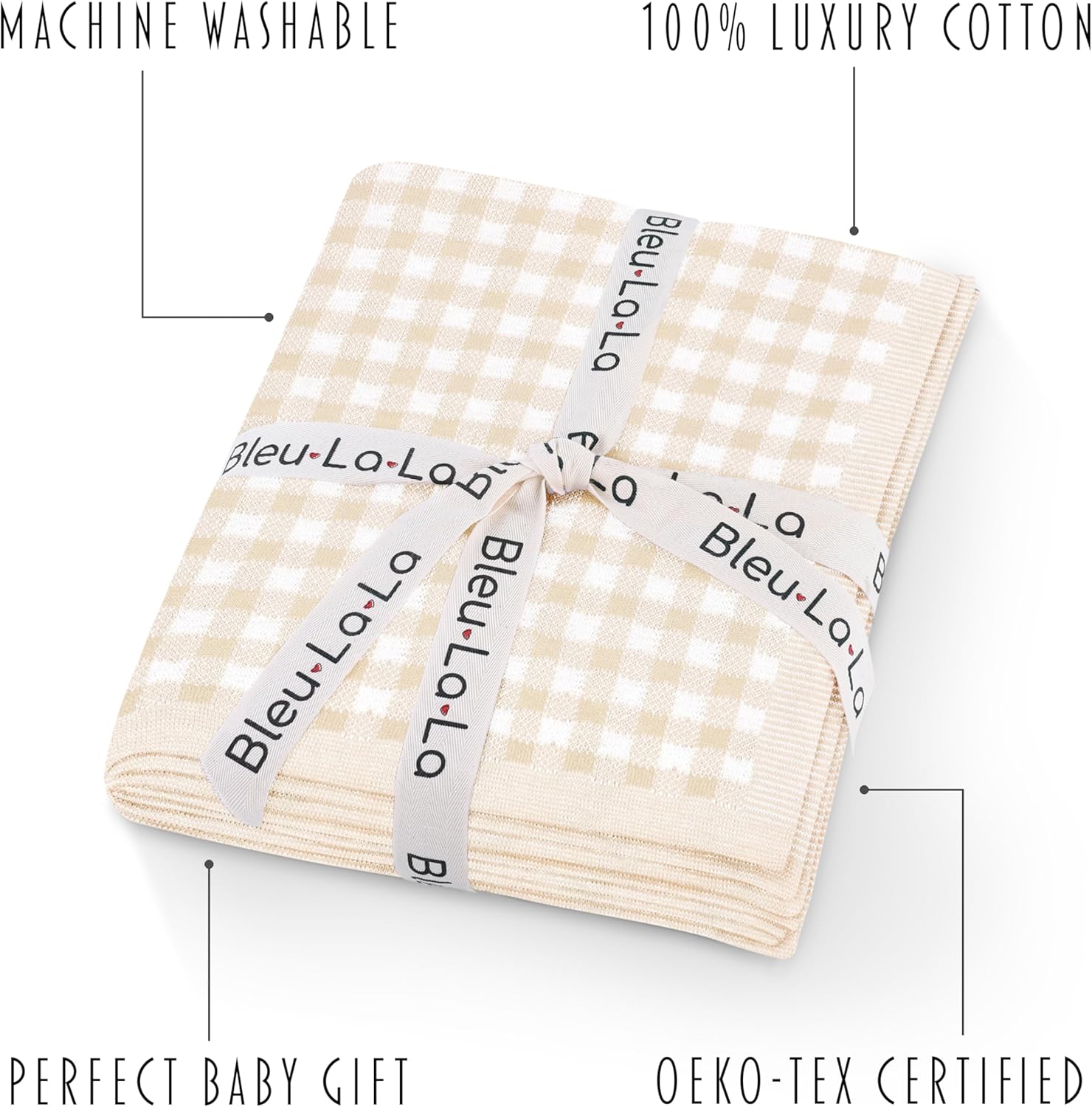 Bleu La La Checkered Swaddle Blanket - 100 Soft Cotton